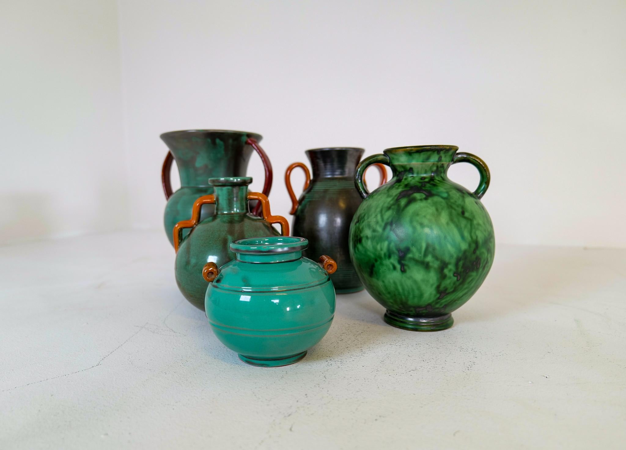 Mid-20th Century Collection of Green Art Deco Pieces Made in Sweden, 1930s-1940s For Sale