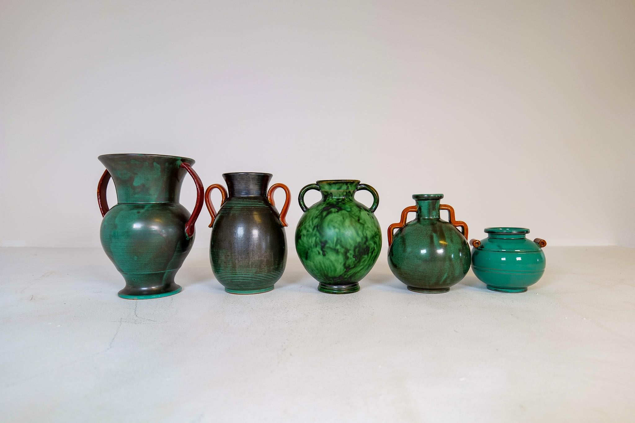 Collection of Green Art Deco Pieces Made in Sweden, 1930s-1940s For Sale 1