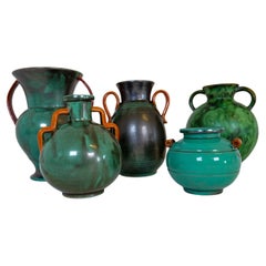 Collection of Green Art Deco Pieces Made in Sweden, 1930s-1940s