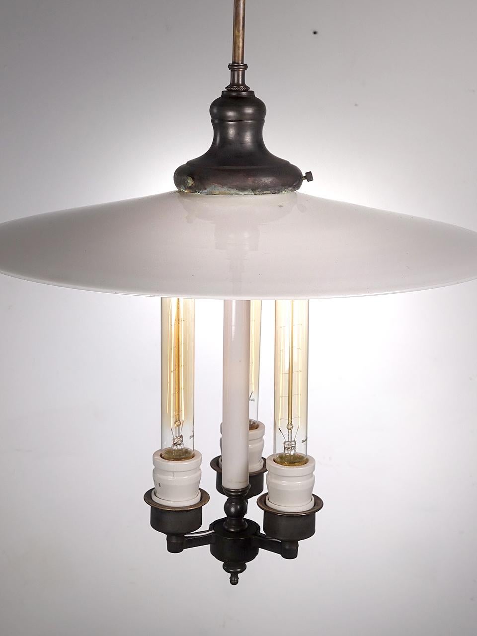 Victorian Collection of Hand Blown Milk Glass Chandeliers For Sale