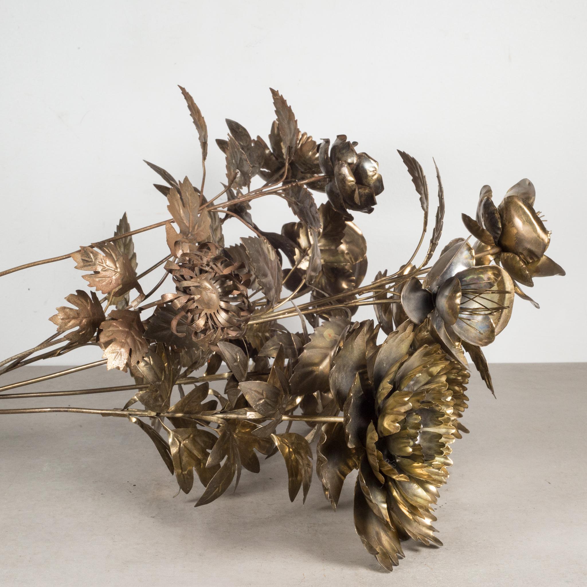 Folk Art Collection of Hand Cut Metal Flower Sculpture