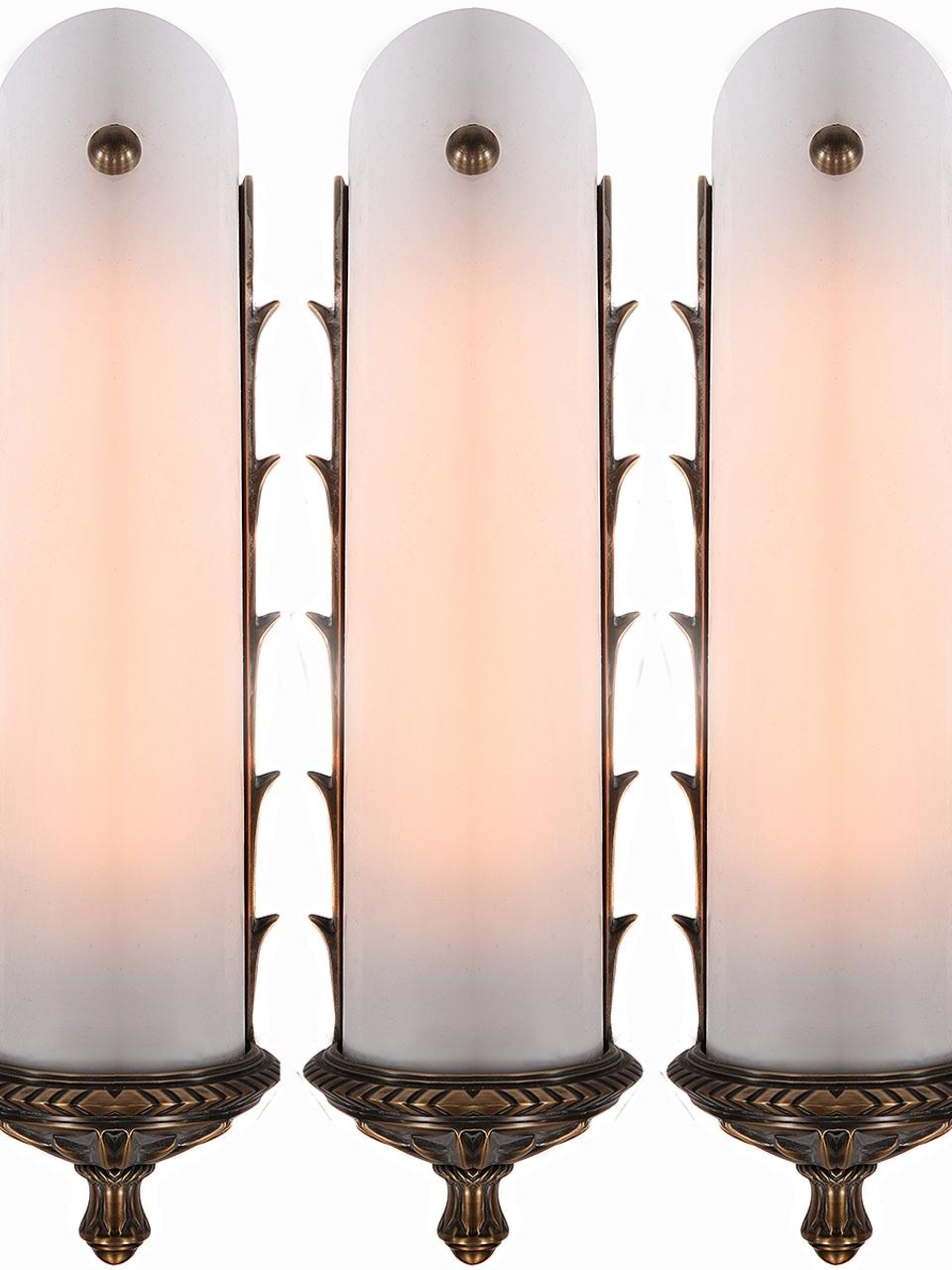 American Heavy Cast and Frosted Glass Murray Hill Sconce For Sale
