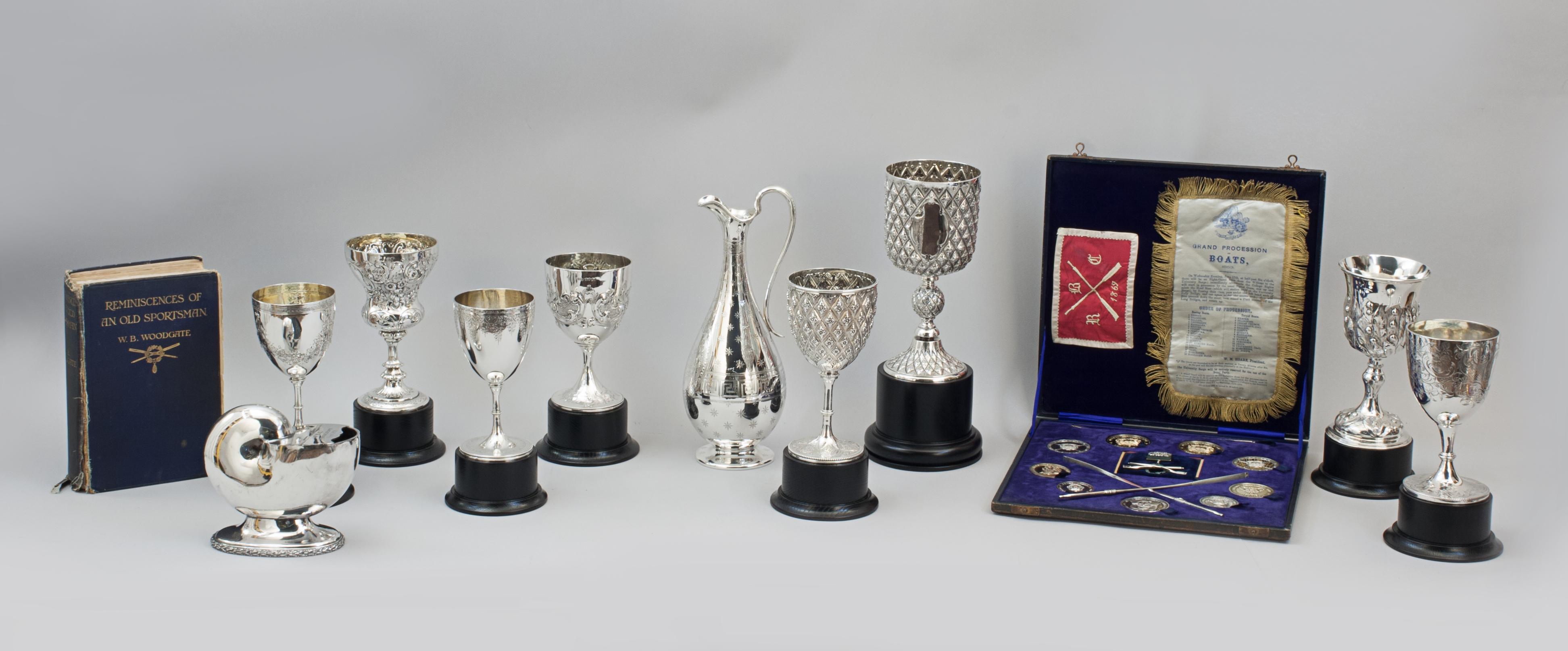 Collection Of Very Rare Rowing Trophies, Medals & Silver Oars.
This outstanding collection of Henley Regatta and Oxford University medals, medallions, cups has a very historic rowing interest, being awarded to Walter Bradford Woodgate over his