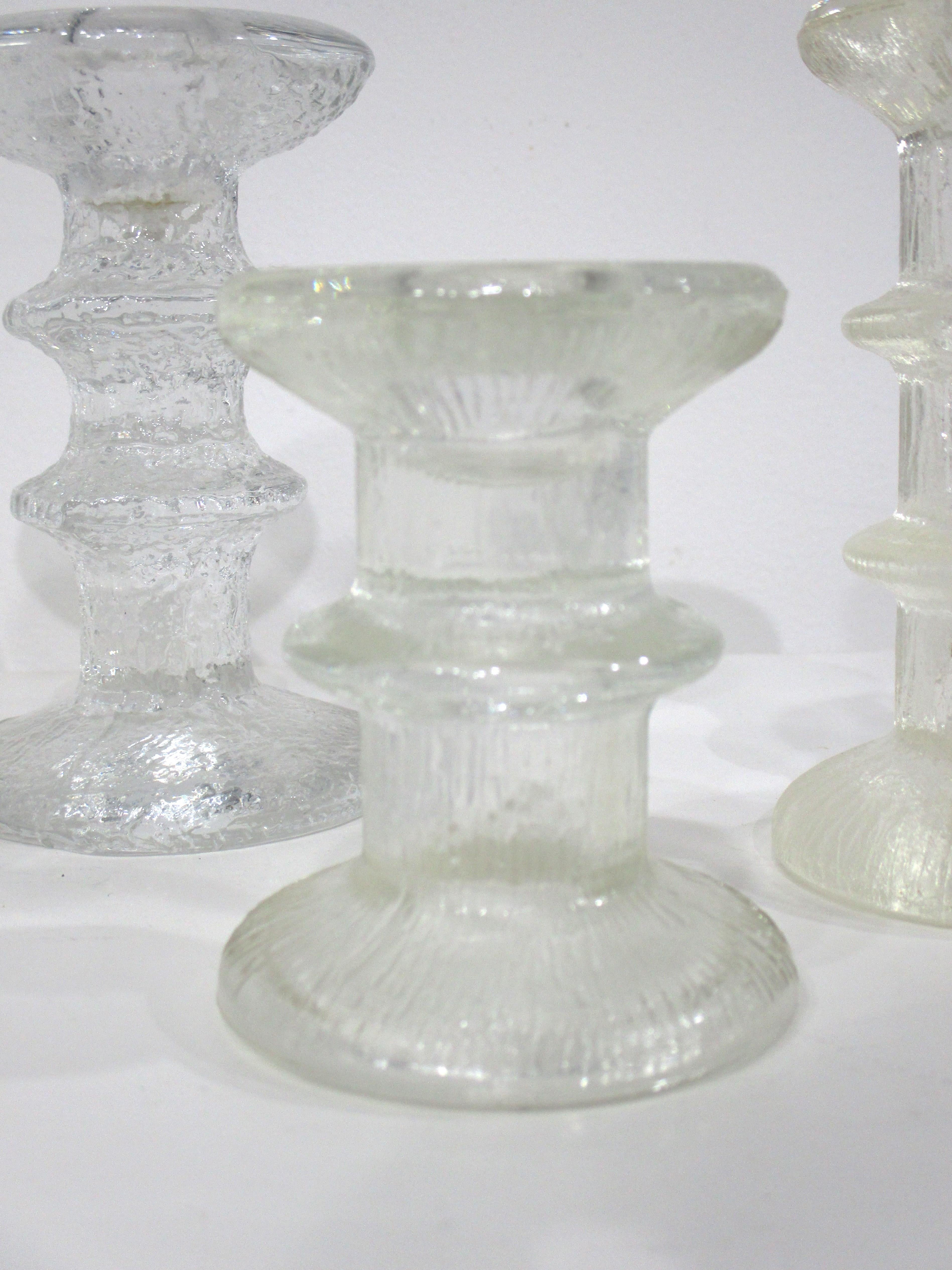 Mid-Century Modern Collection of Iittala Glass Candlesticks by Timo Sarpaneva  For Sale