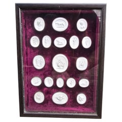 Collection of Intaglio Stamps, Circa 1800 with Original Glass Frame