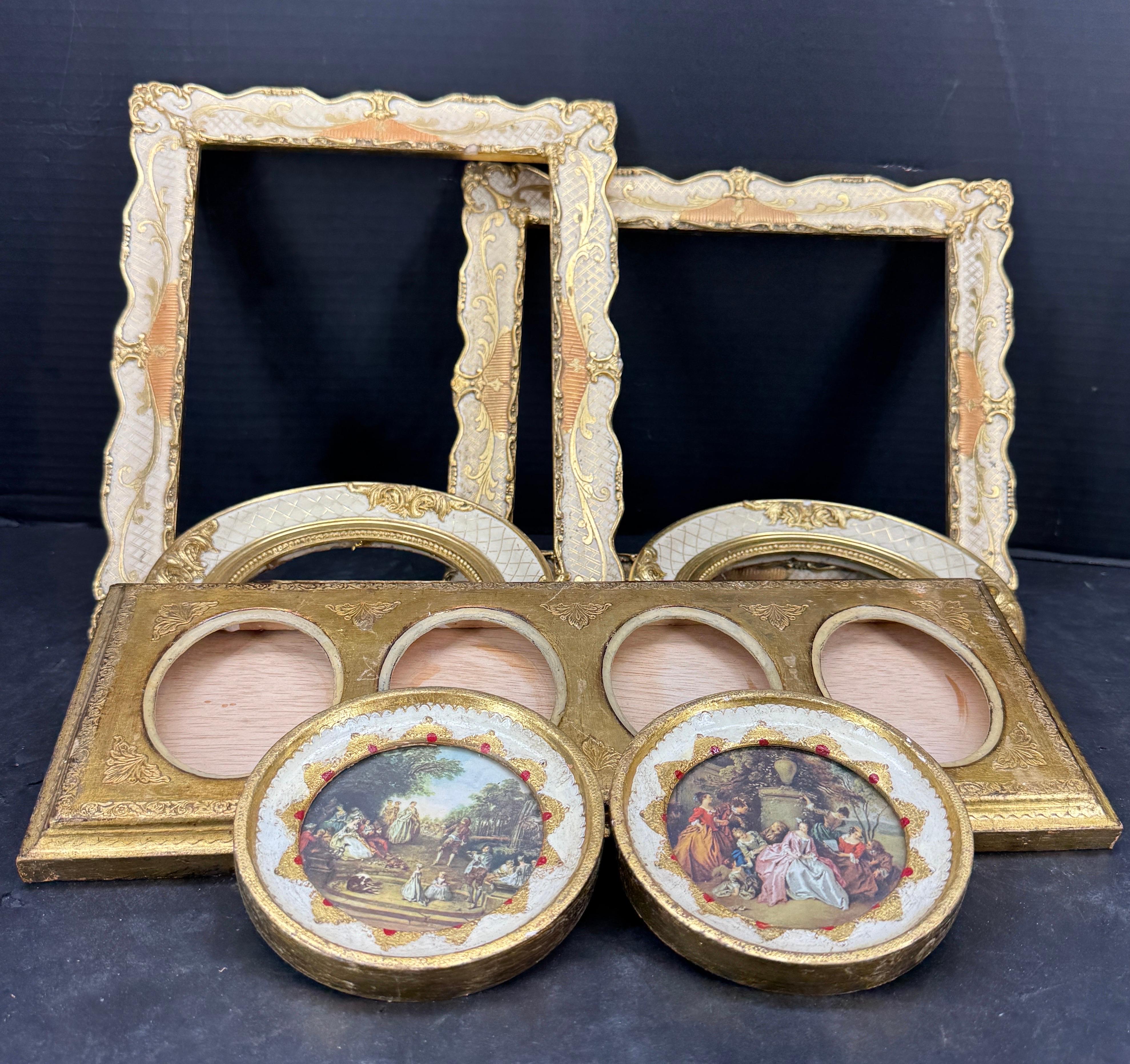 Mid-Century moderno Collectional di cornici d'arte italiane dorate Florentine degli anni '50 circa in vendita