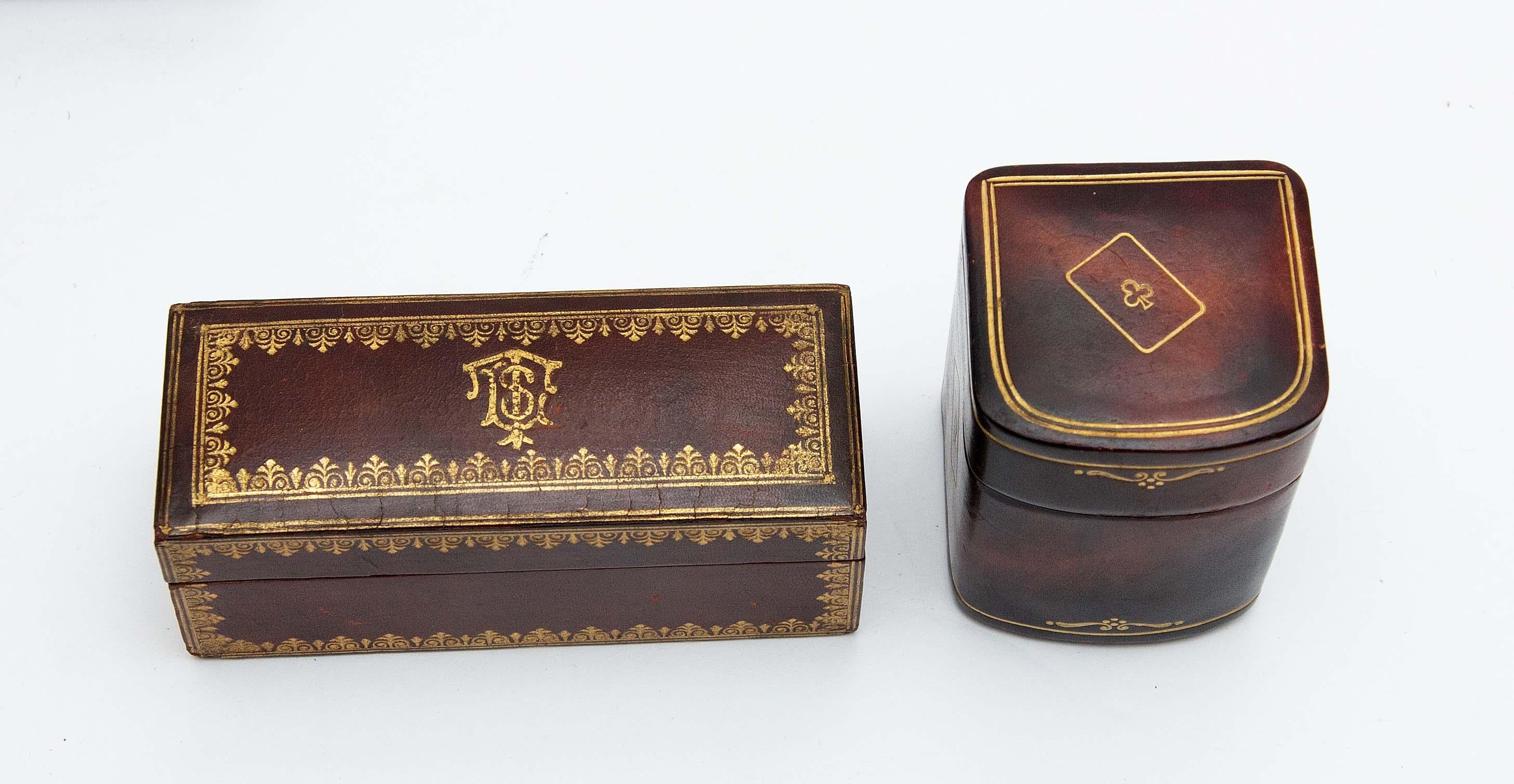 European Collection of Italian Leather Boxes For Sale