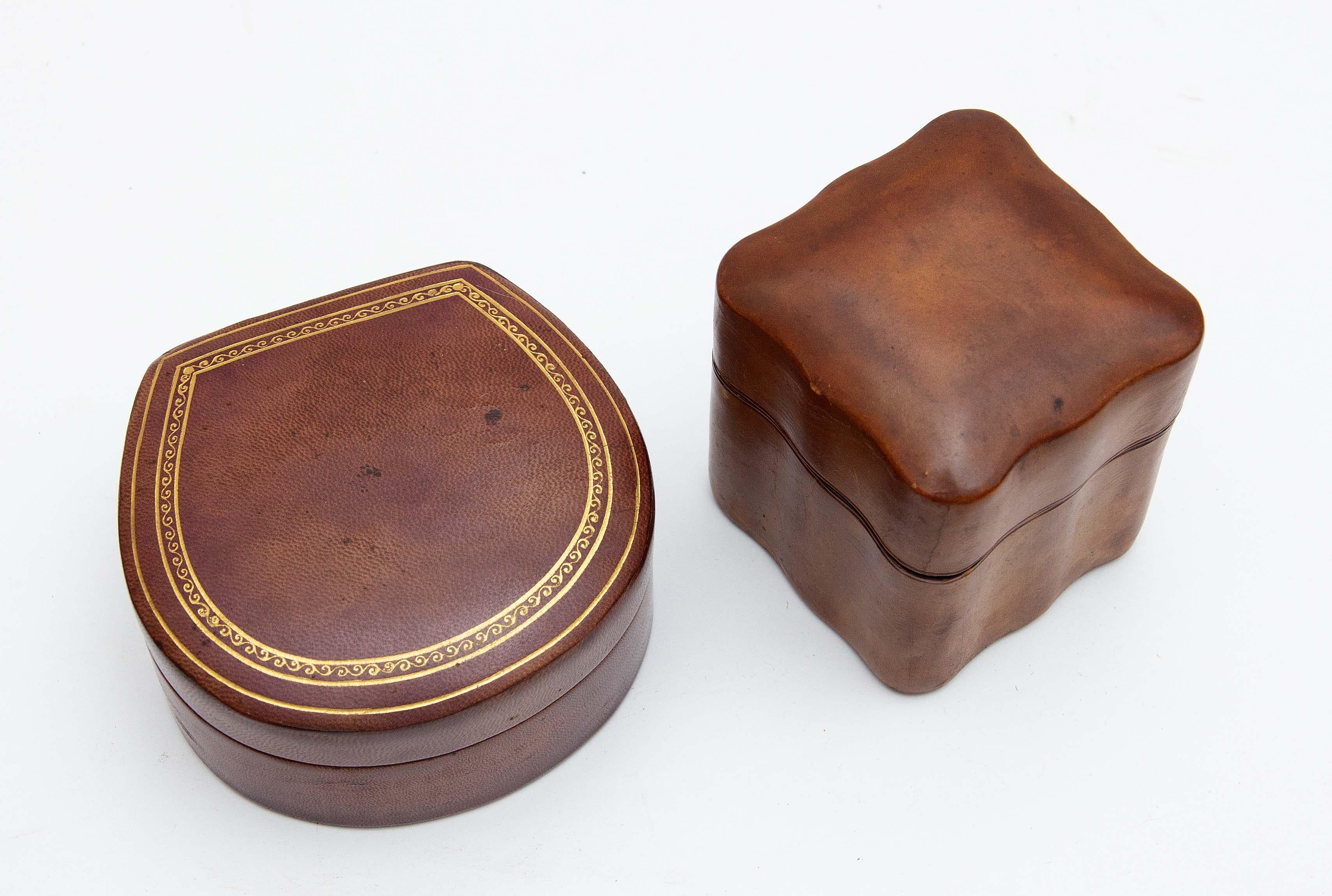 Collection of Italian Leather Boxes In Good Condition For Sale In Rochester, NY