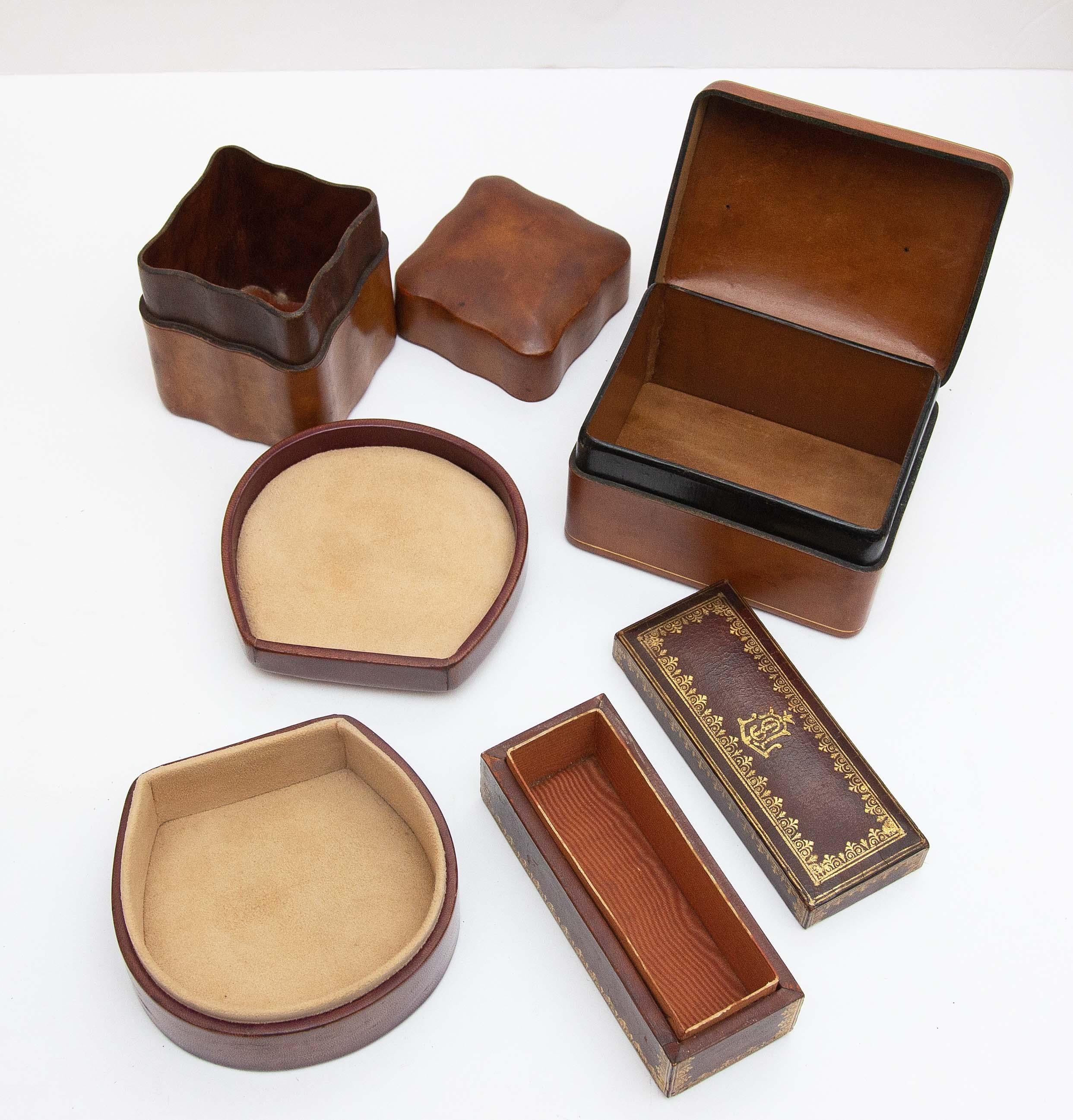 Collection of Italian Leather Boxes For Sale 4