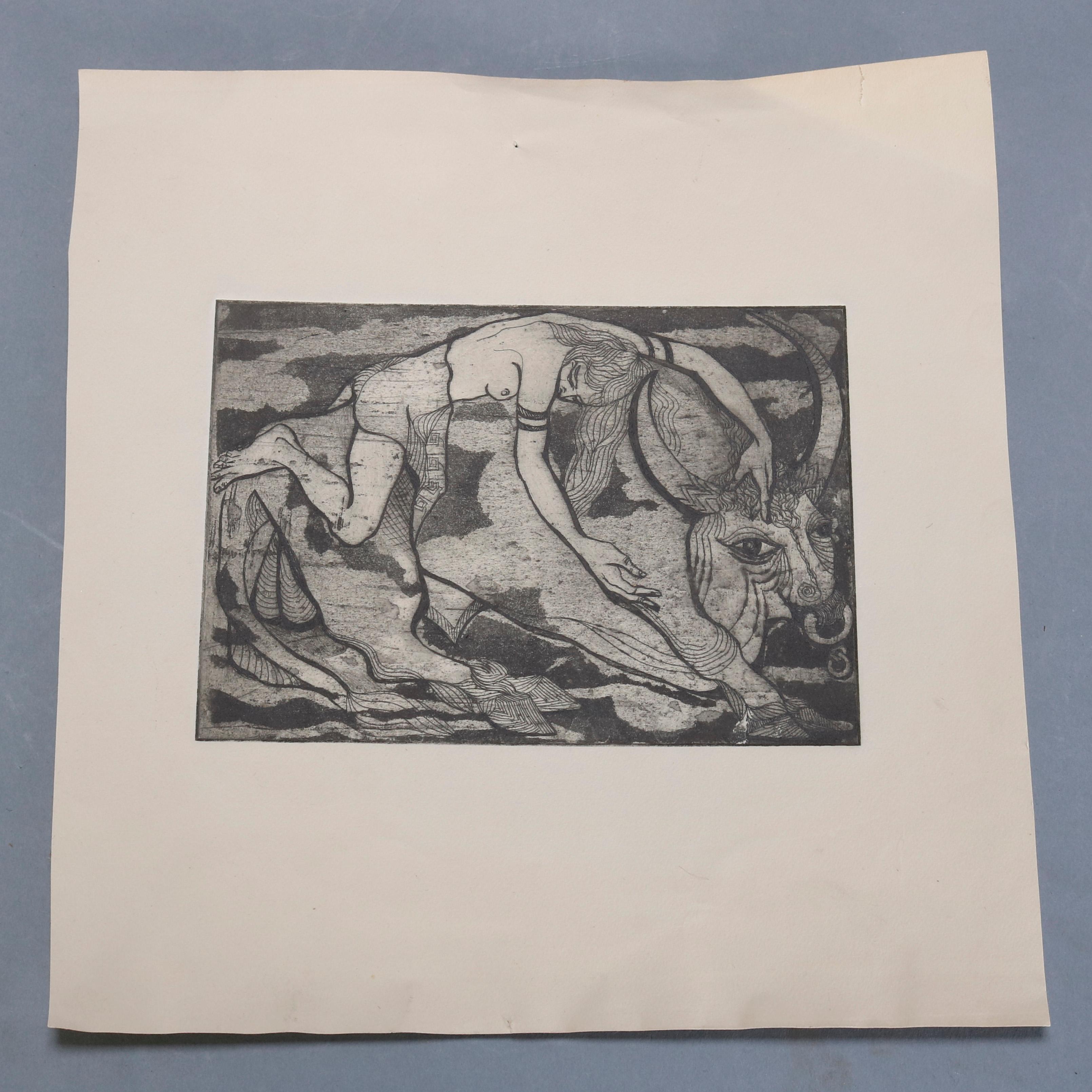 A collection of 4 James Joseph Kearns expressionist lithographs depict figures in various settings, circa 1954


Measures: 1: 8