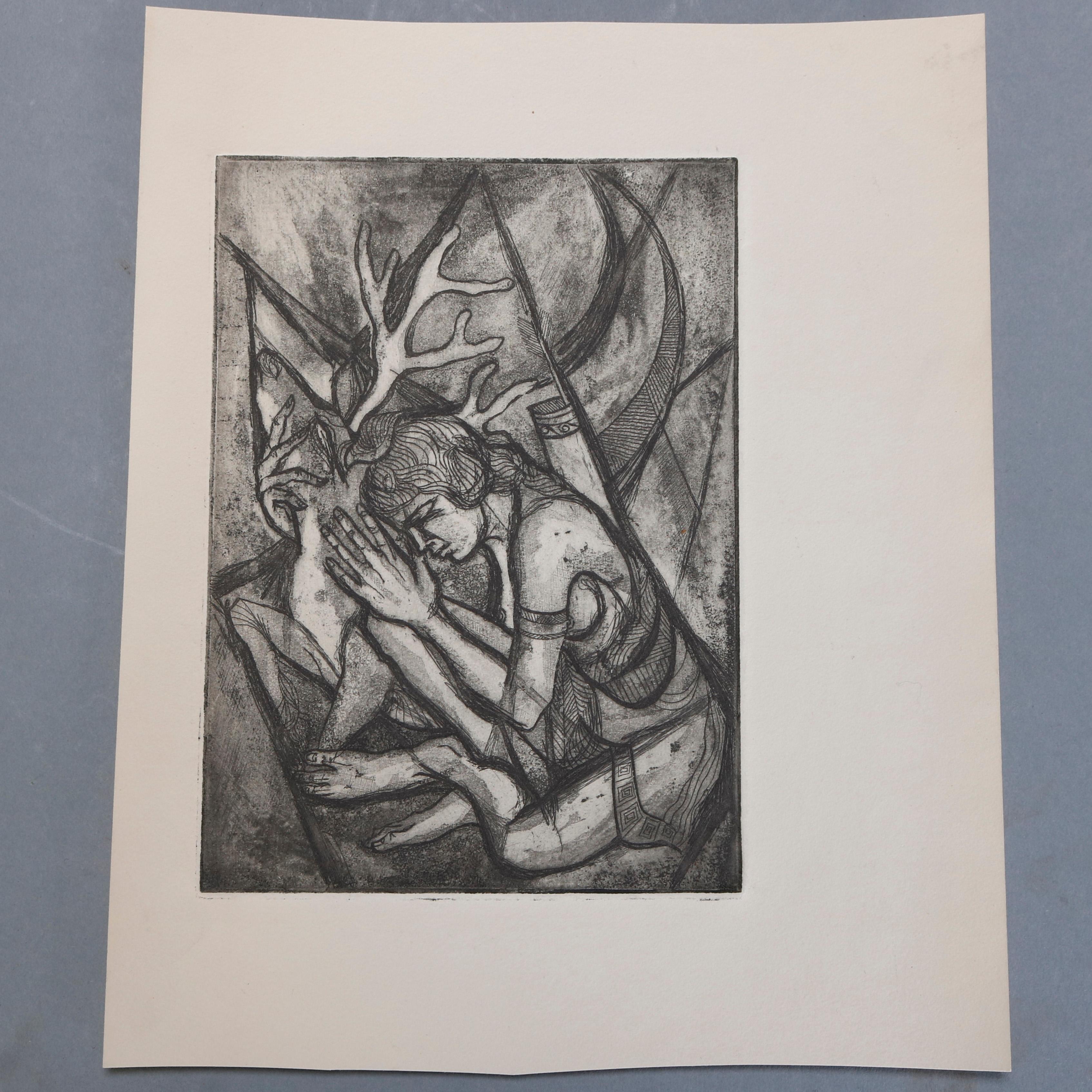 Paper Collection of James Joseph Kearns Expressionist Lithographs with Figures