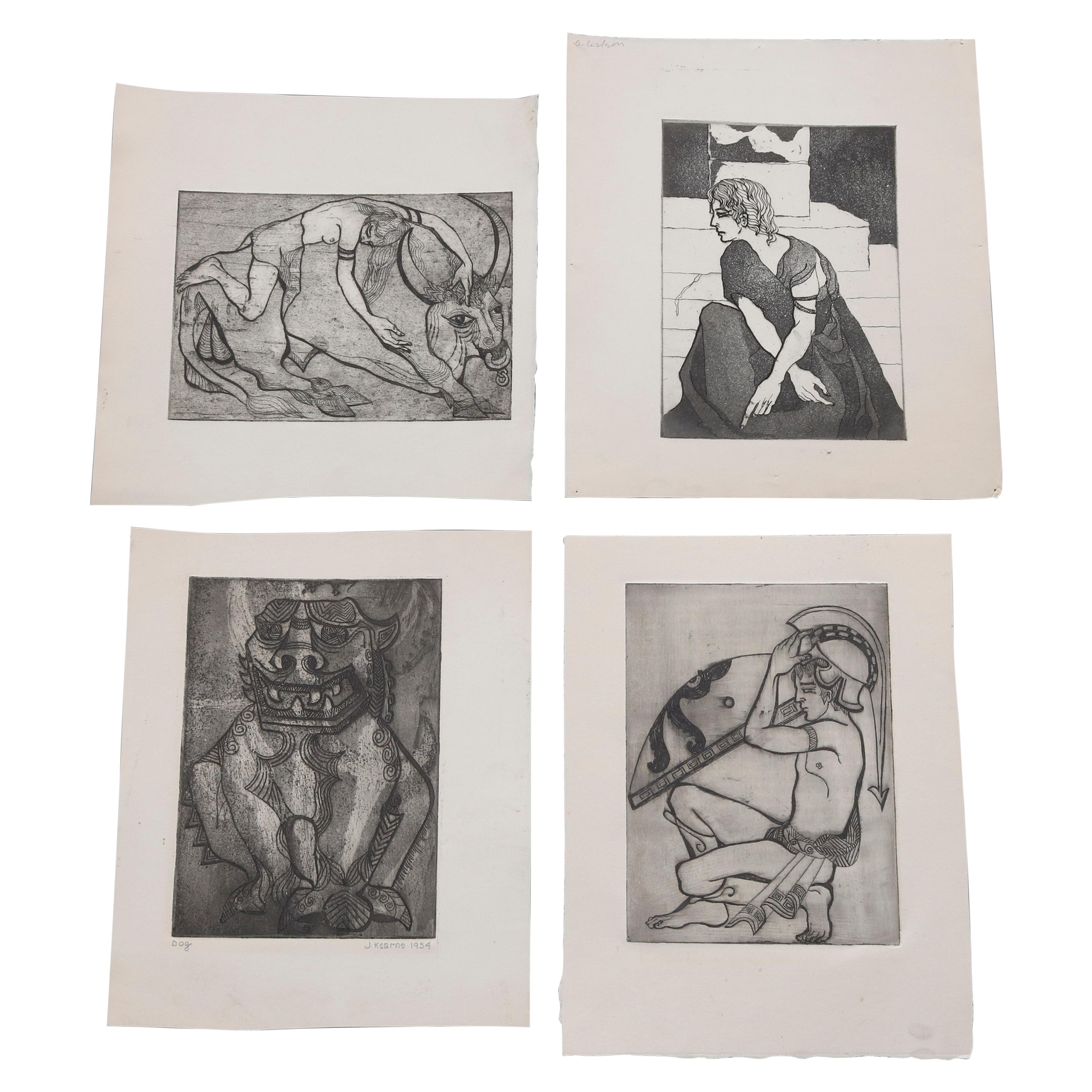 Collection of James Joseph Kearns Expressionist Lithographs with Figures