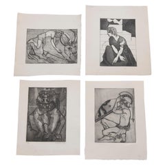 Collection de lithographies expressionnistes de James Joseph Kearns avec personnages