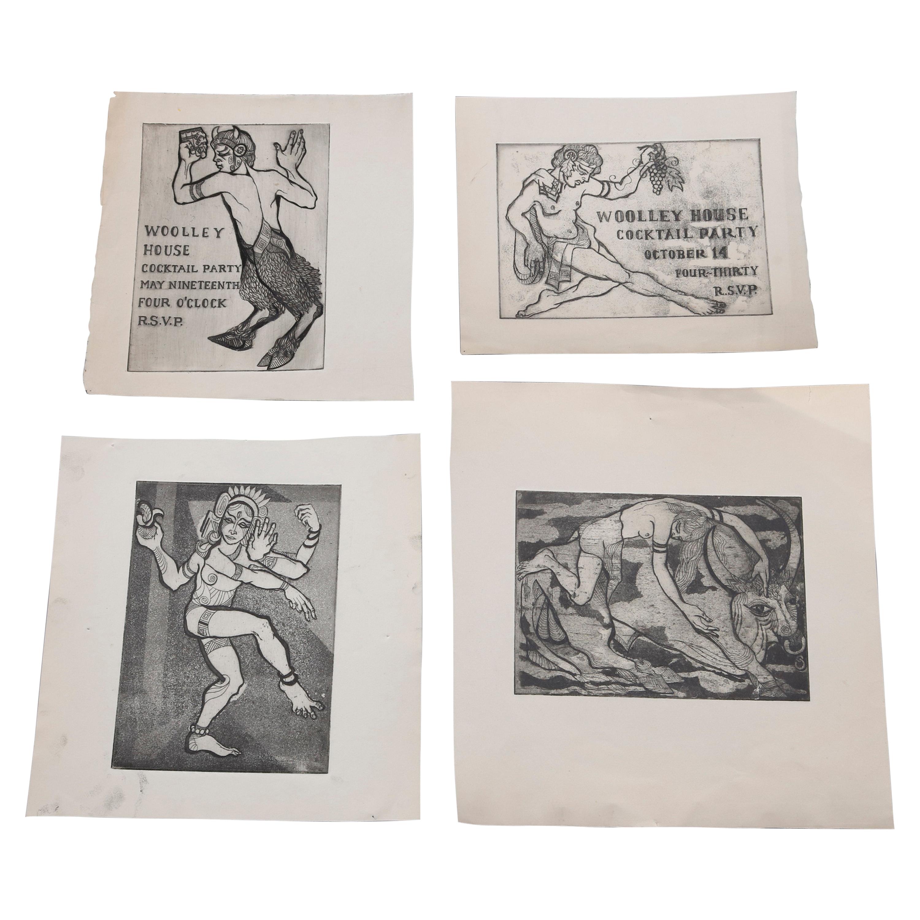 Collection de lithographies expressionnistes de James Joseph Kearns avec personnages