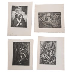 Collection of James Joseph Kearns Expressionist Lithographs with Figures