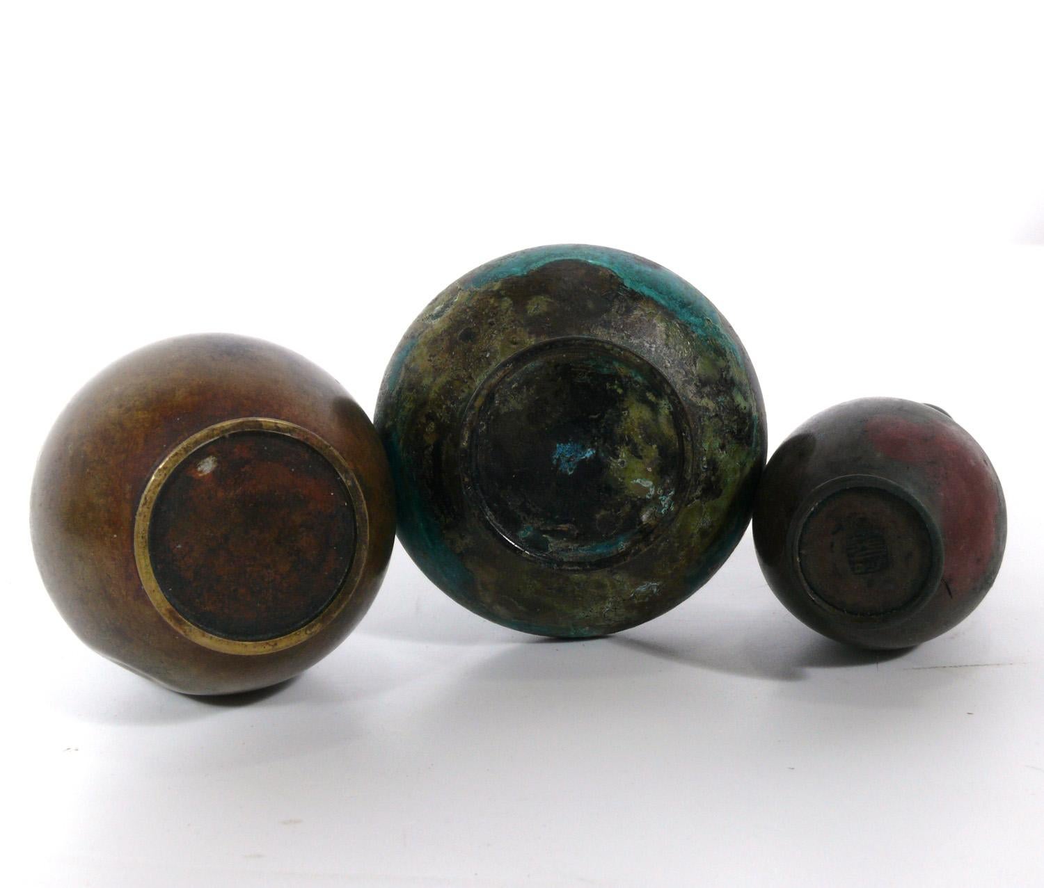 Metallo Collezione di vasi giapponesi in bronzo in vendita