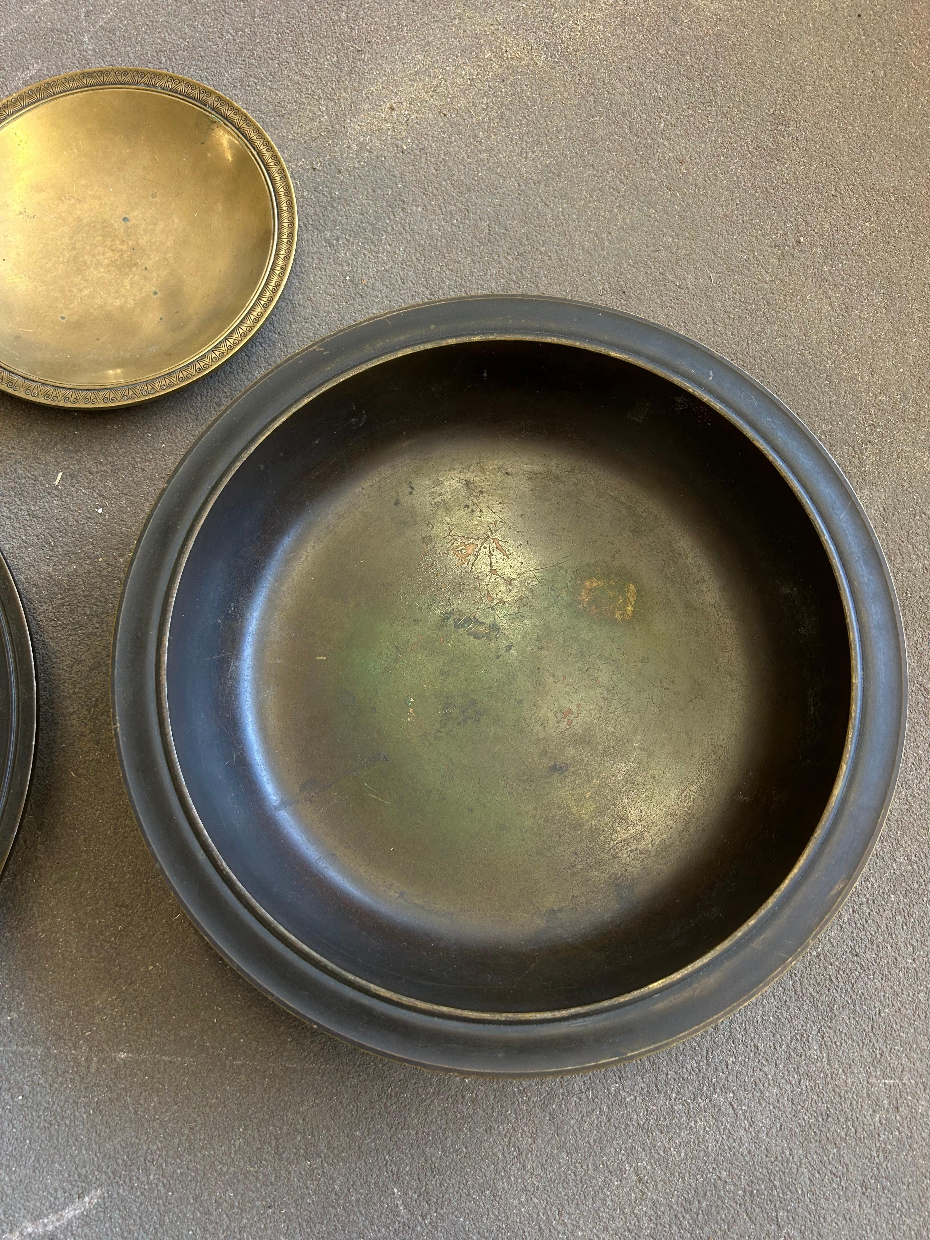 Patinated Collection of Just Andersen Bronze Dishes