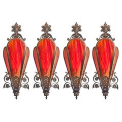 Collection of Large and Dramatic Stained Glass Theater Sconces