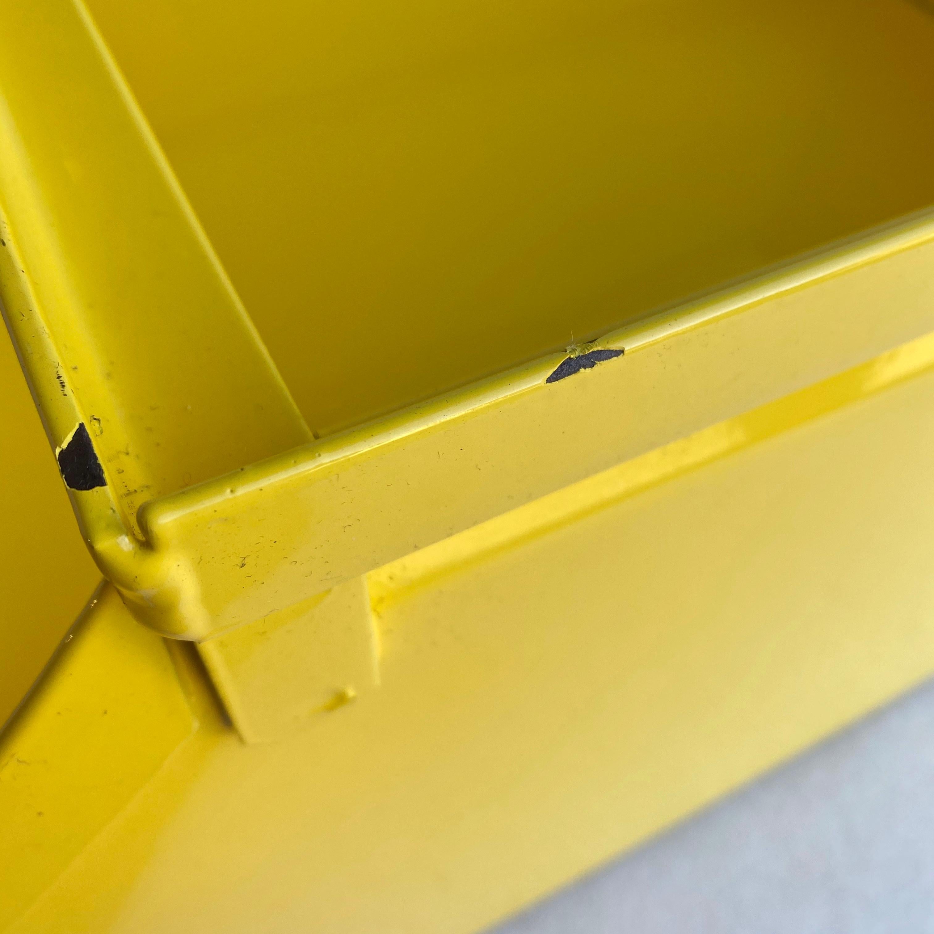 Collection Of Large Industrial Powder-Coated Sunshine Yellow Metal Bin Boxes For Sale 3