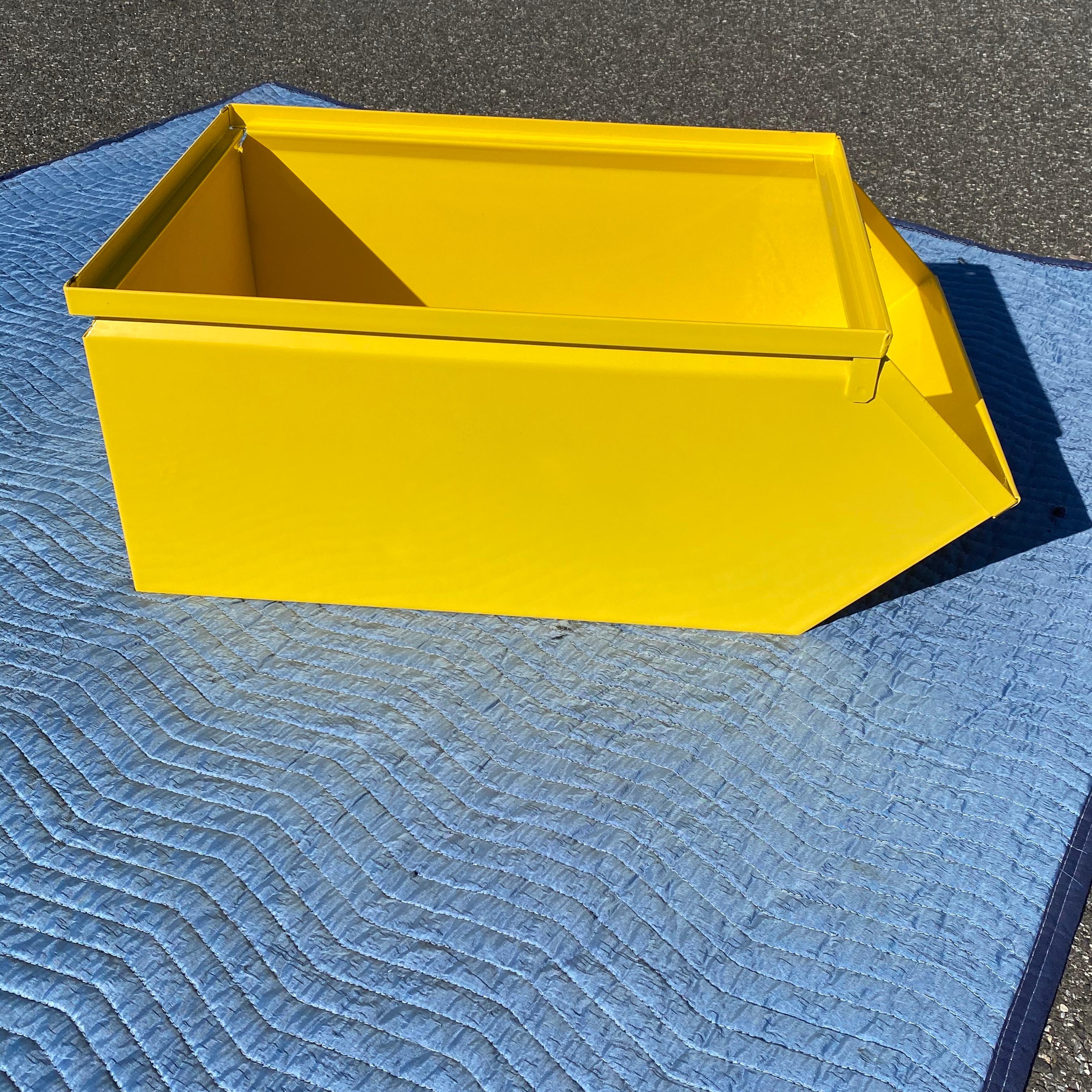 20th Century Collection Of Large Industrial Powder-Coated Sunshine Yellow Metal Bin Boxes For Sale
