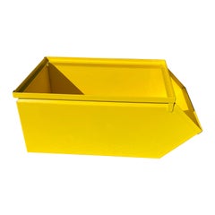 Retro Collection Of Large Industrial Powder-Coated Sunshine Yellow Metal Bin Boxes