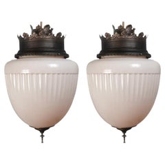 Collection of Large Regal Acorn Milk Glass Pendents
