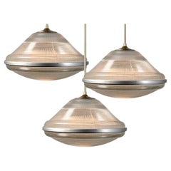 Collection of Large Shallow Cone over Dish Holophane Pendents