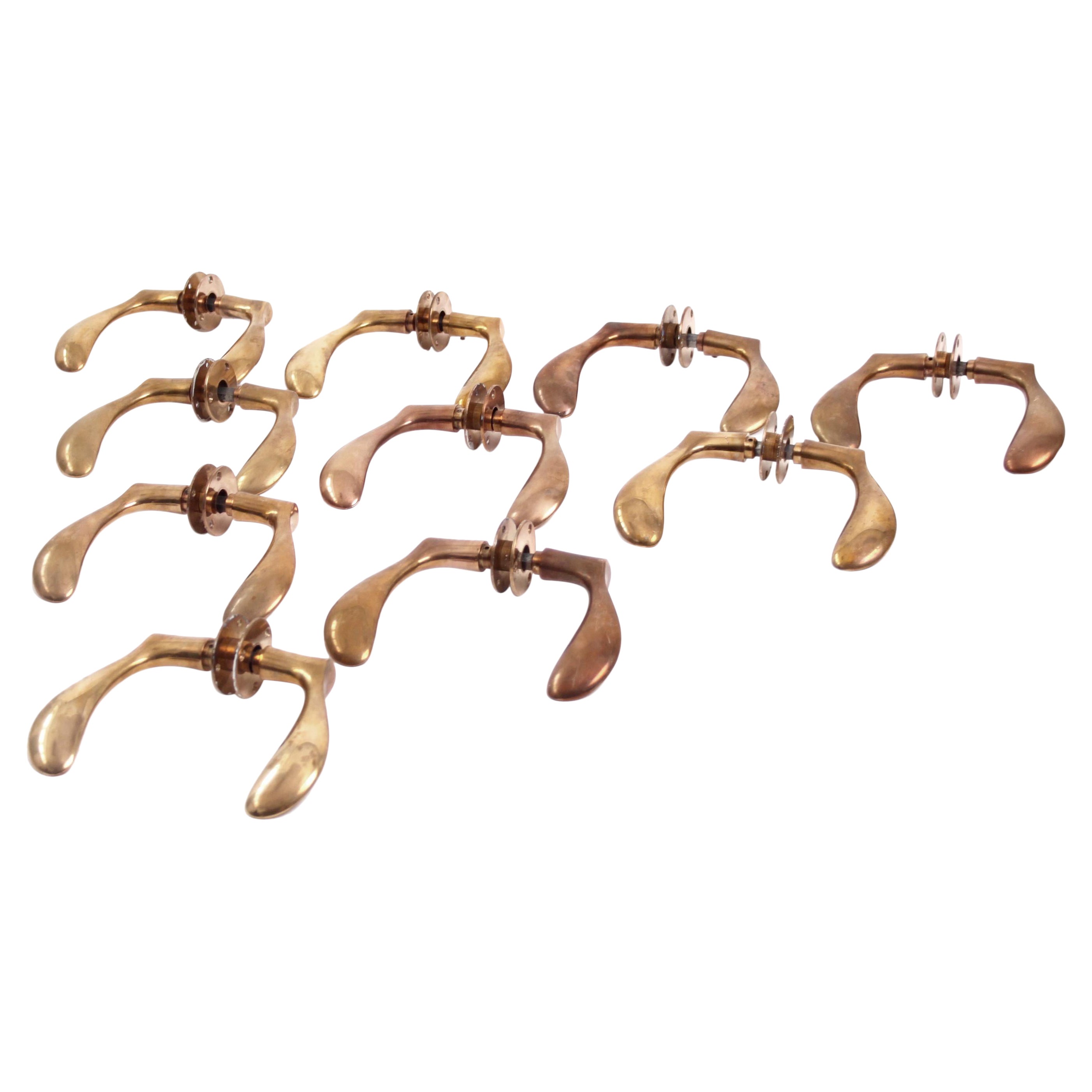 Collection of large version of Arne Jacobsen Solid Brass Door Handles