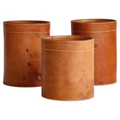 Retro Collection of Leather Baskets / Paper Bins by Ørskov & Co, Denmark, 1960s