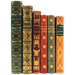 Collection of Leather Bound Books in French and Danish