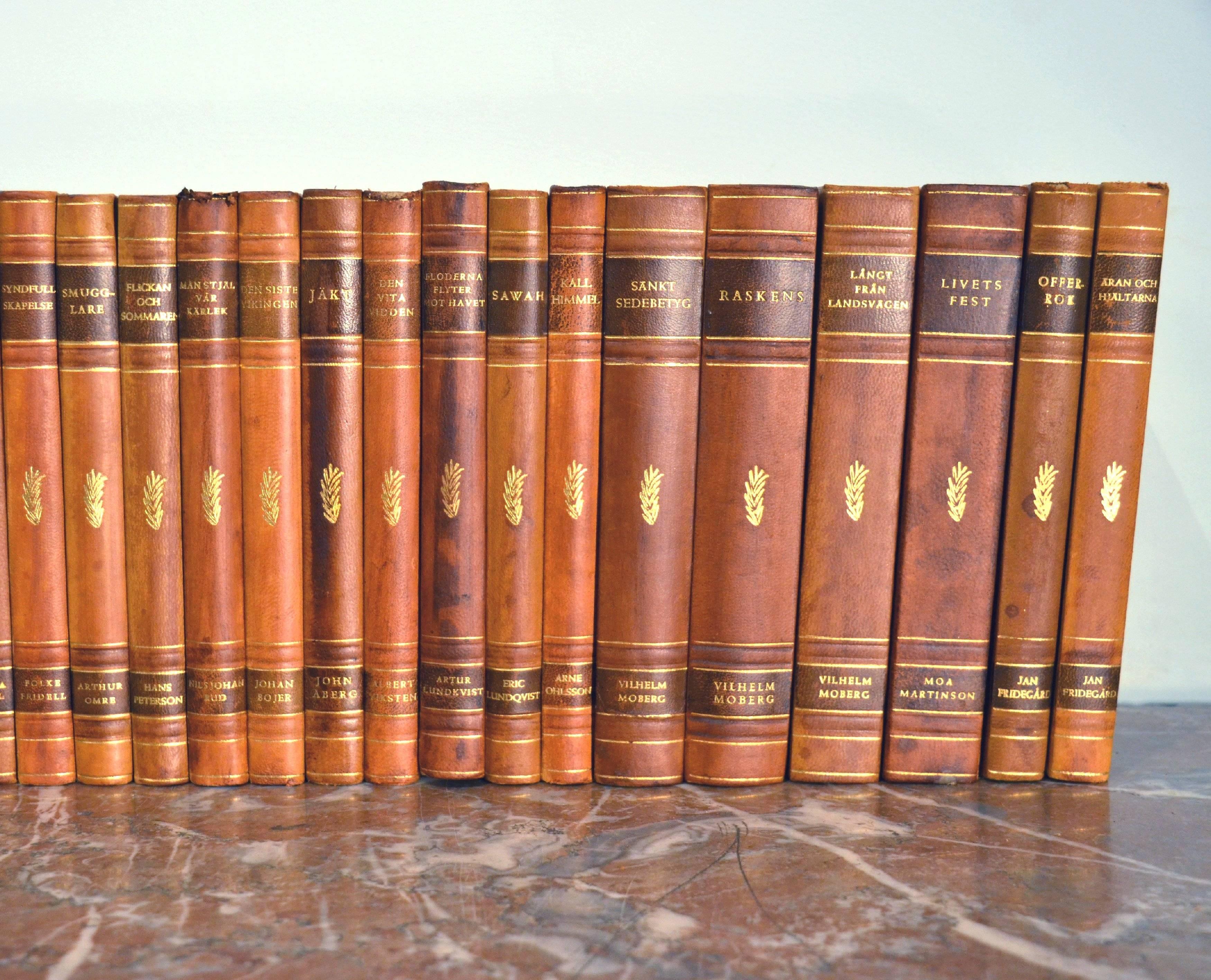Swedish Collection of Leather Bound Books, Series 110