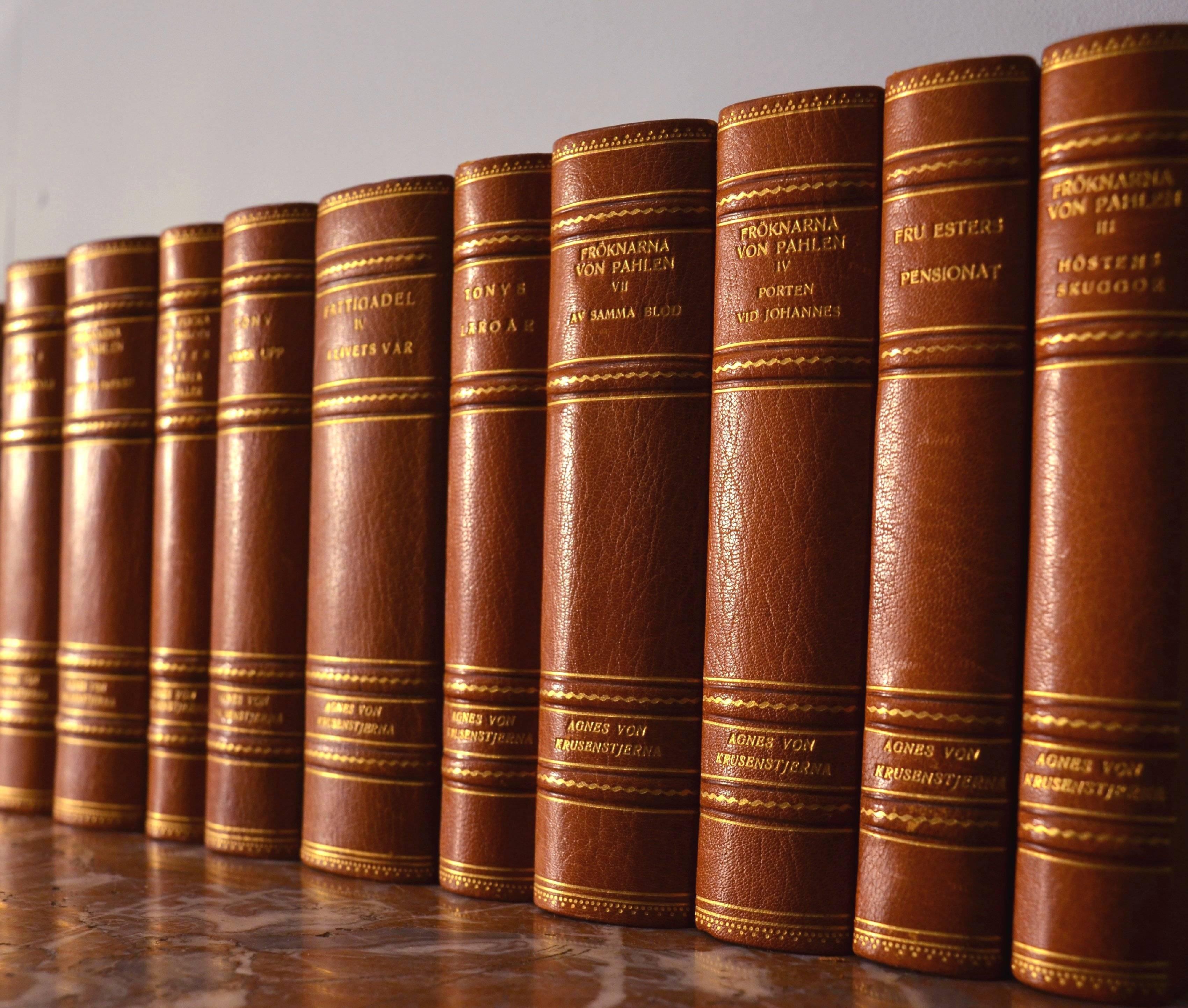 Swedish Collection of Leather Bound Books, Series 118