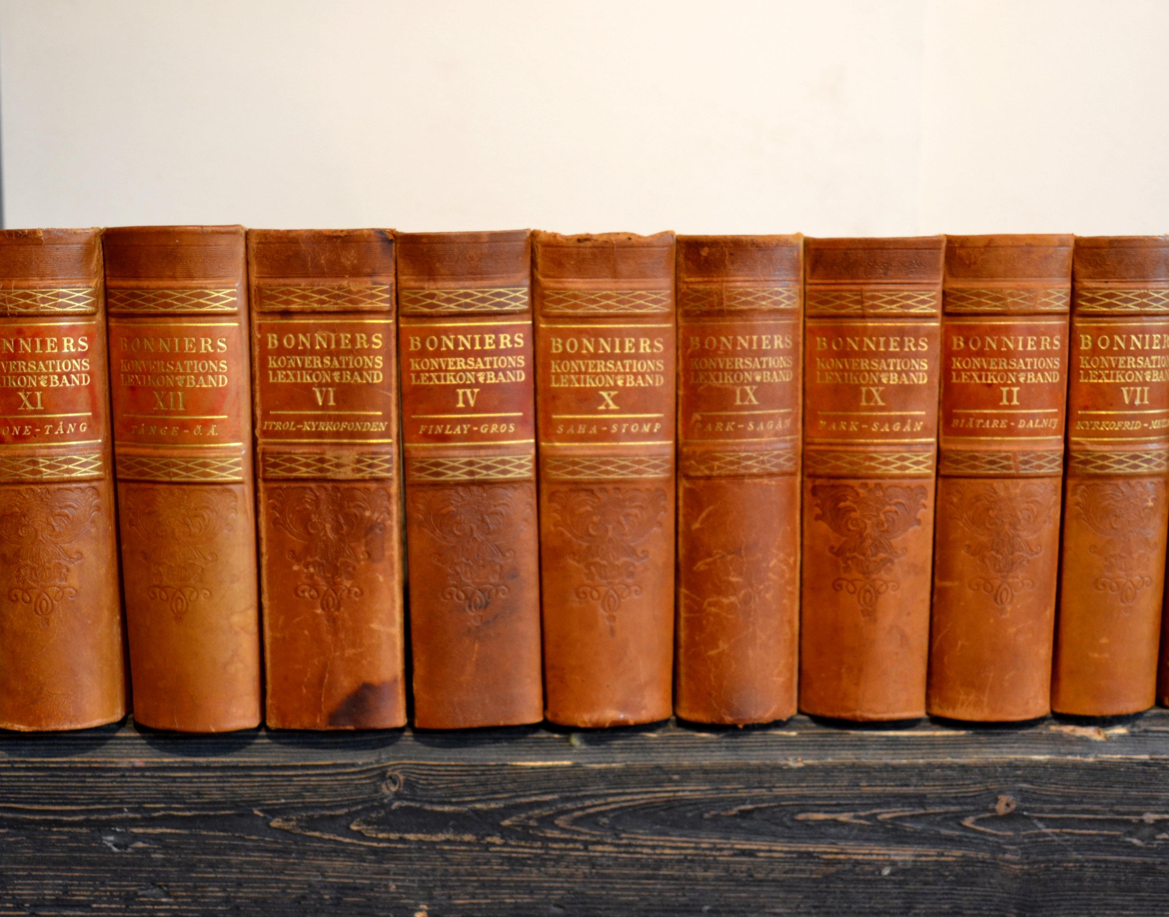 Swedish Collection of Leather Bound Books, Series 202