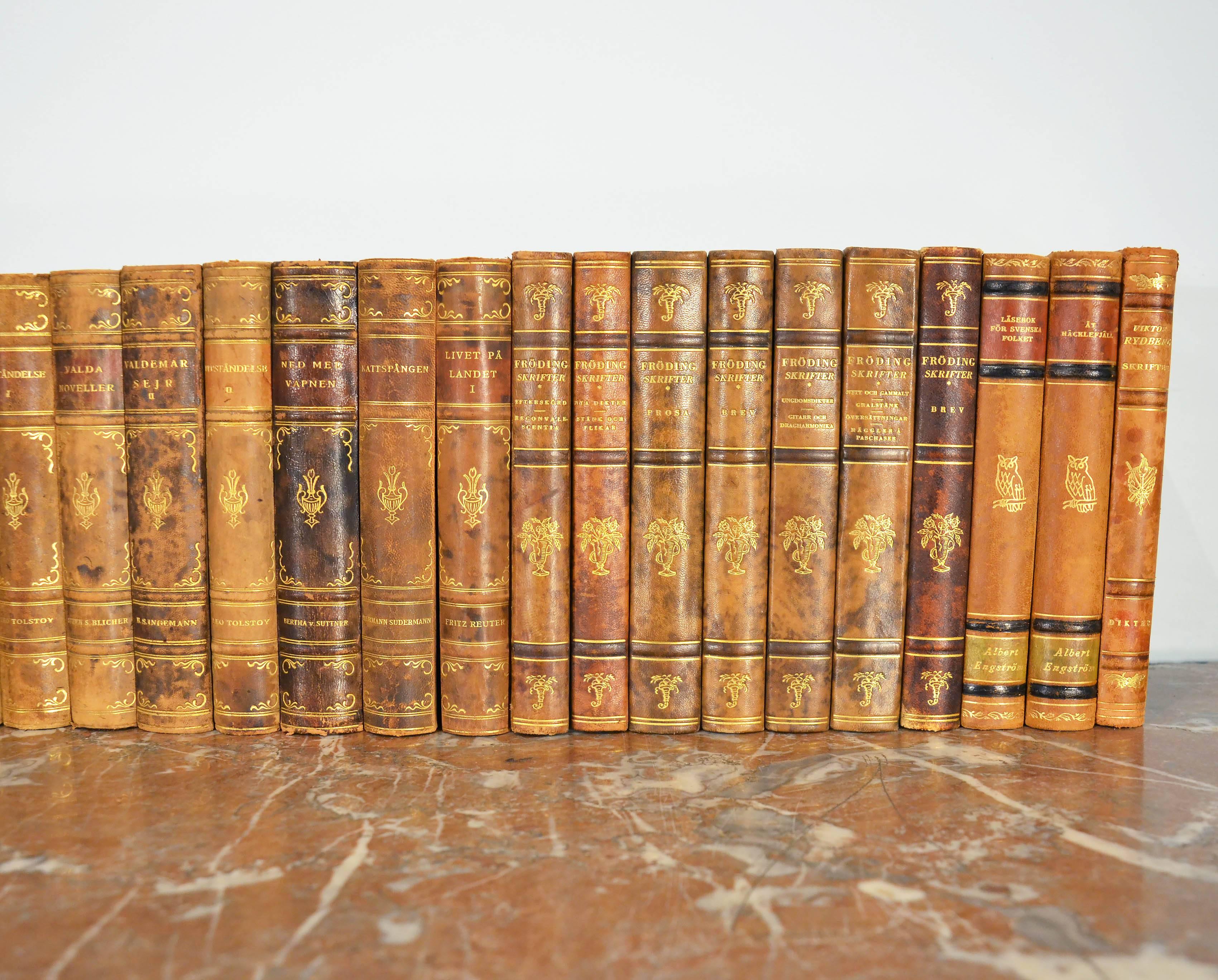 Swedish Collection of Leather Bound Books, Series 105