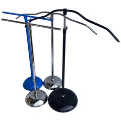 Collection of Light Blue, Dark Blue and Chrome Necklace and Jewelry Stands