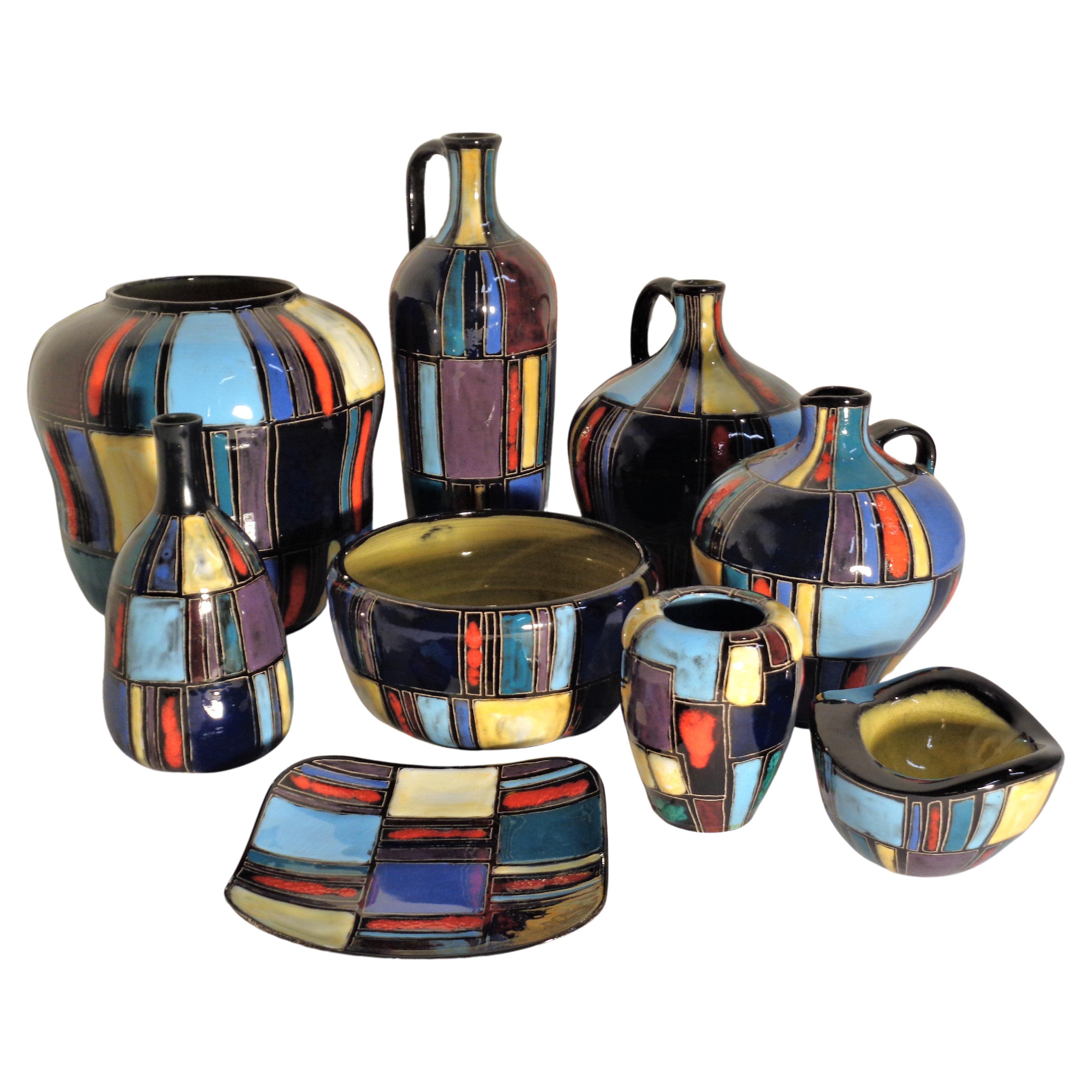 Collection of Lu Klopfer Brilliant Art Pottery, Germany 1950's 3