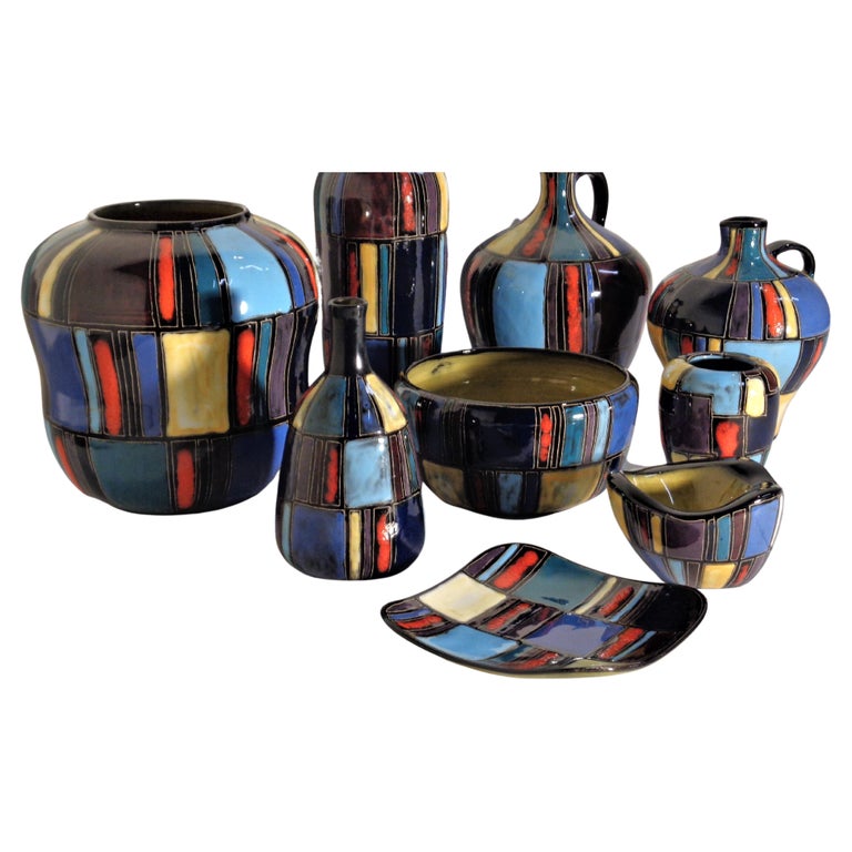 Collection of Lu Klopfer Brilliant Art Pottery, Germany 1950's For Sale