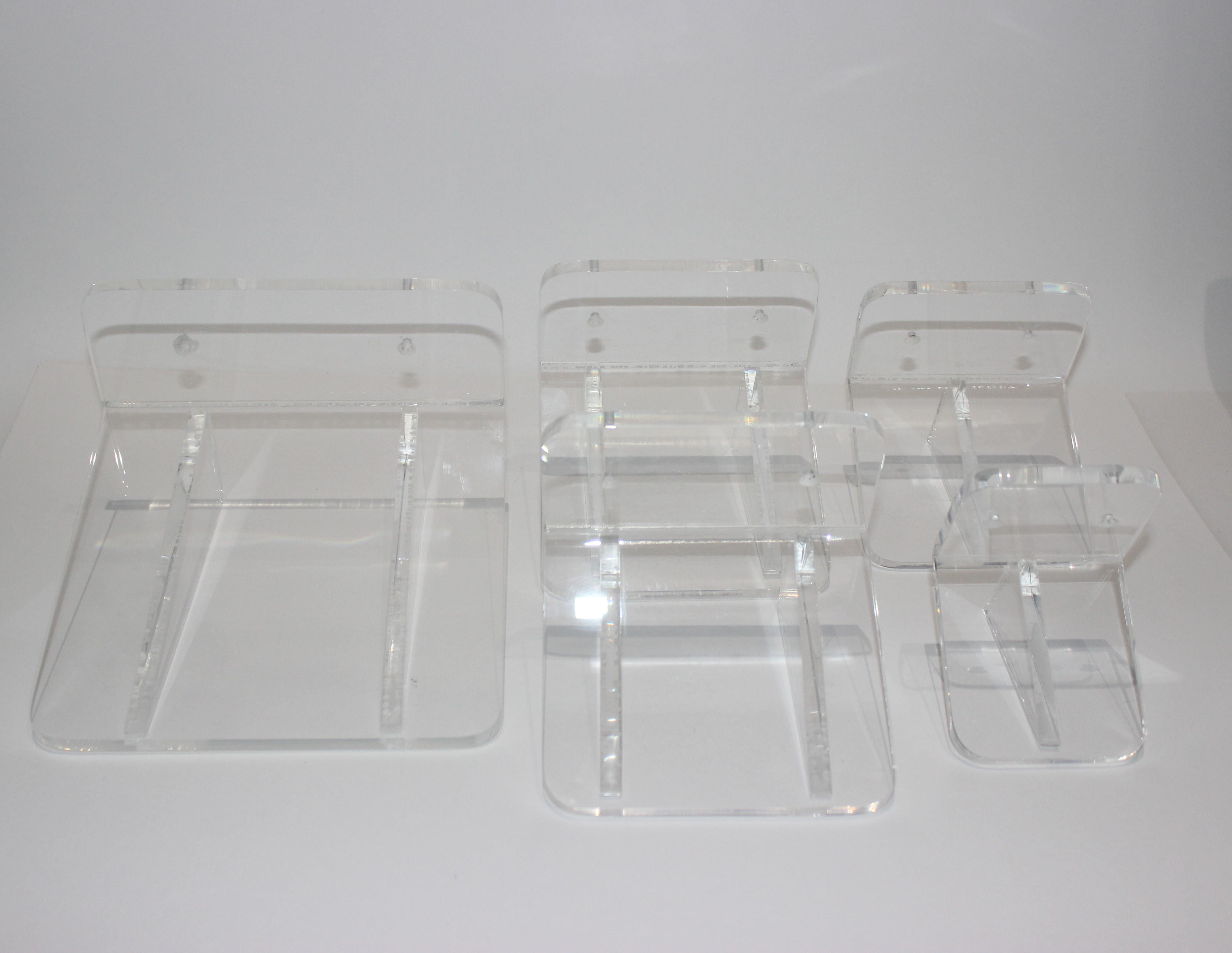 Late 20th Century Collection of Lucite Wall Brackets, 6 Total For Sale