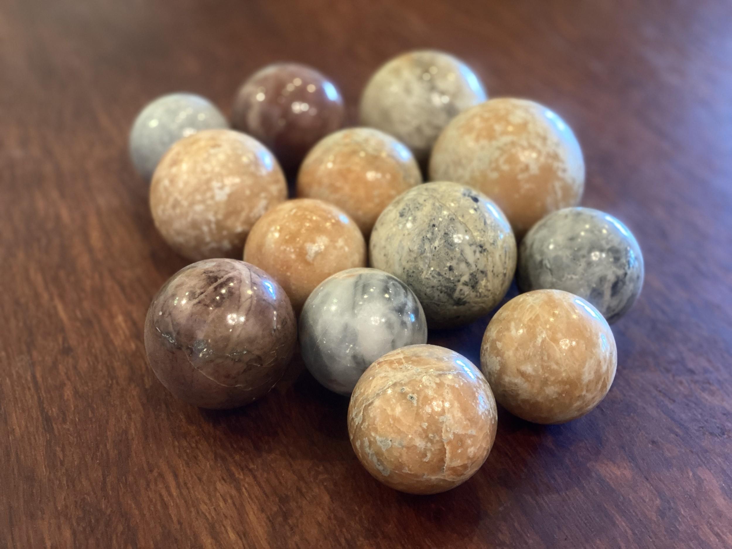 Group of 13 of various size marble spheres (PRICED EACH)
