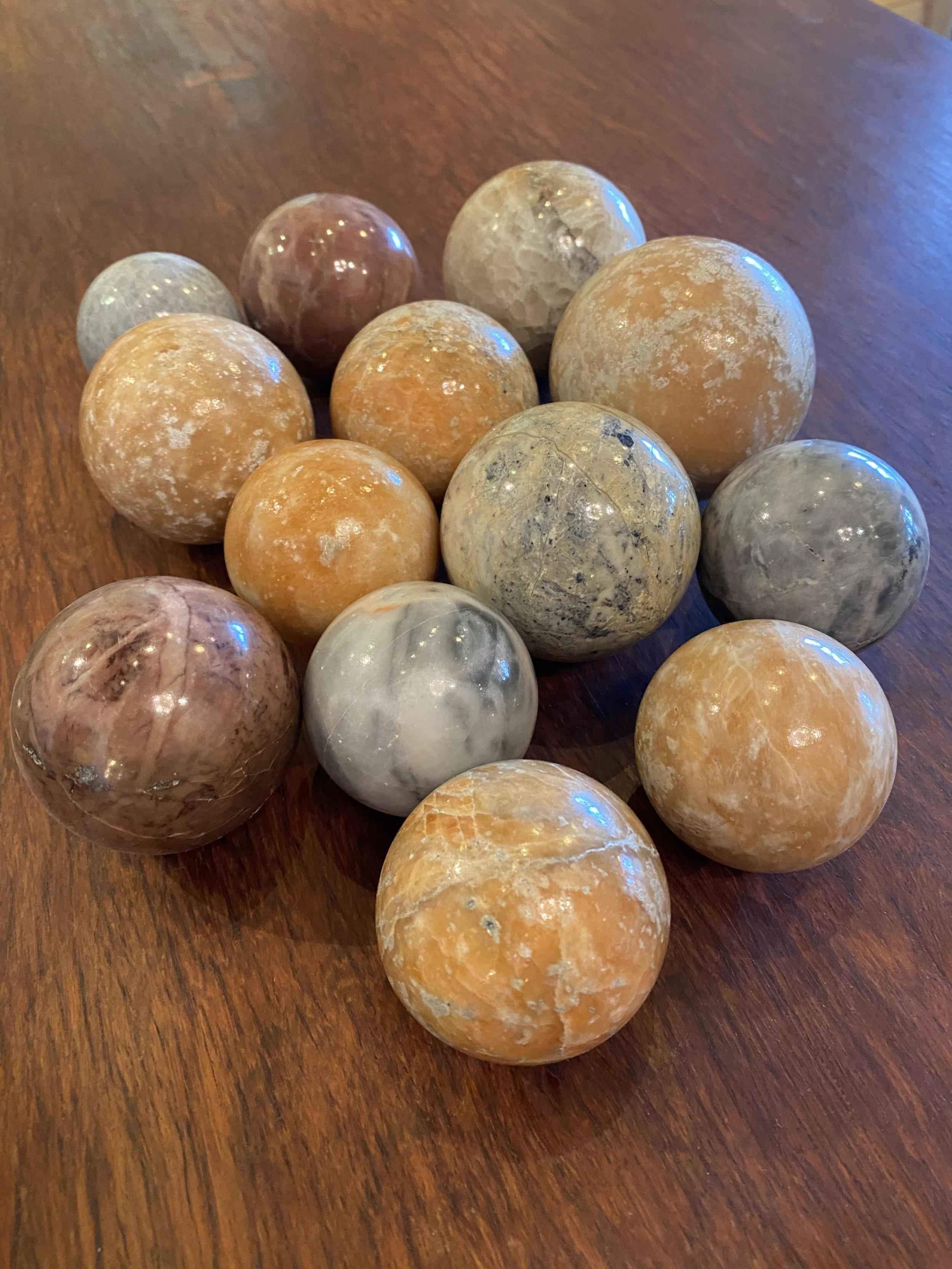 Modern Collection of Marble Spheres For Sale
