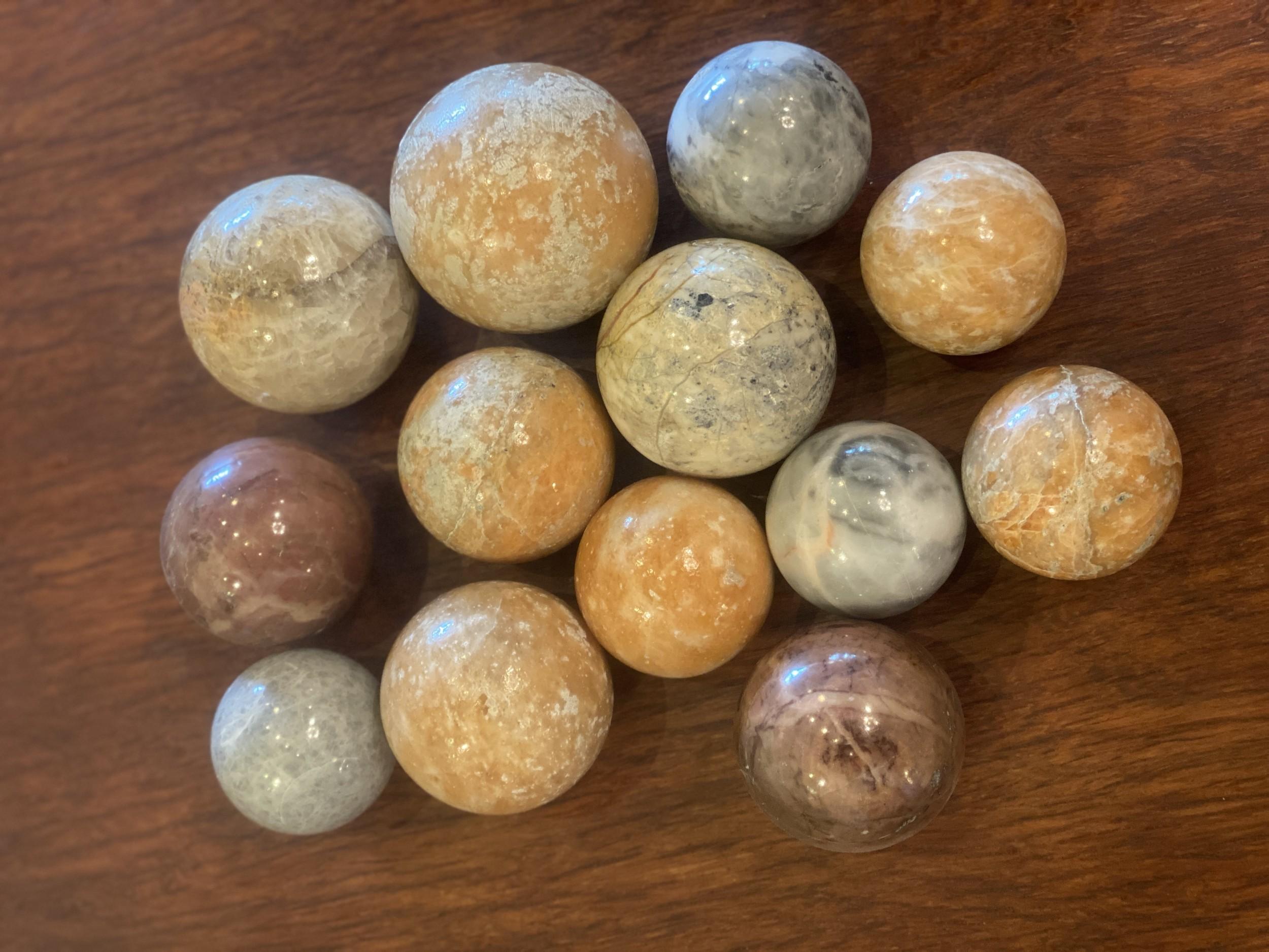 Unknown Collection of Marble Spheres For Sale