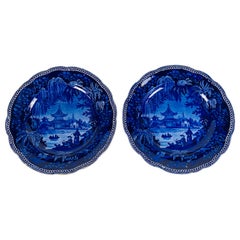 Collection of Mario Buatta a Pair of Deep Blue and White Dishes