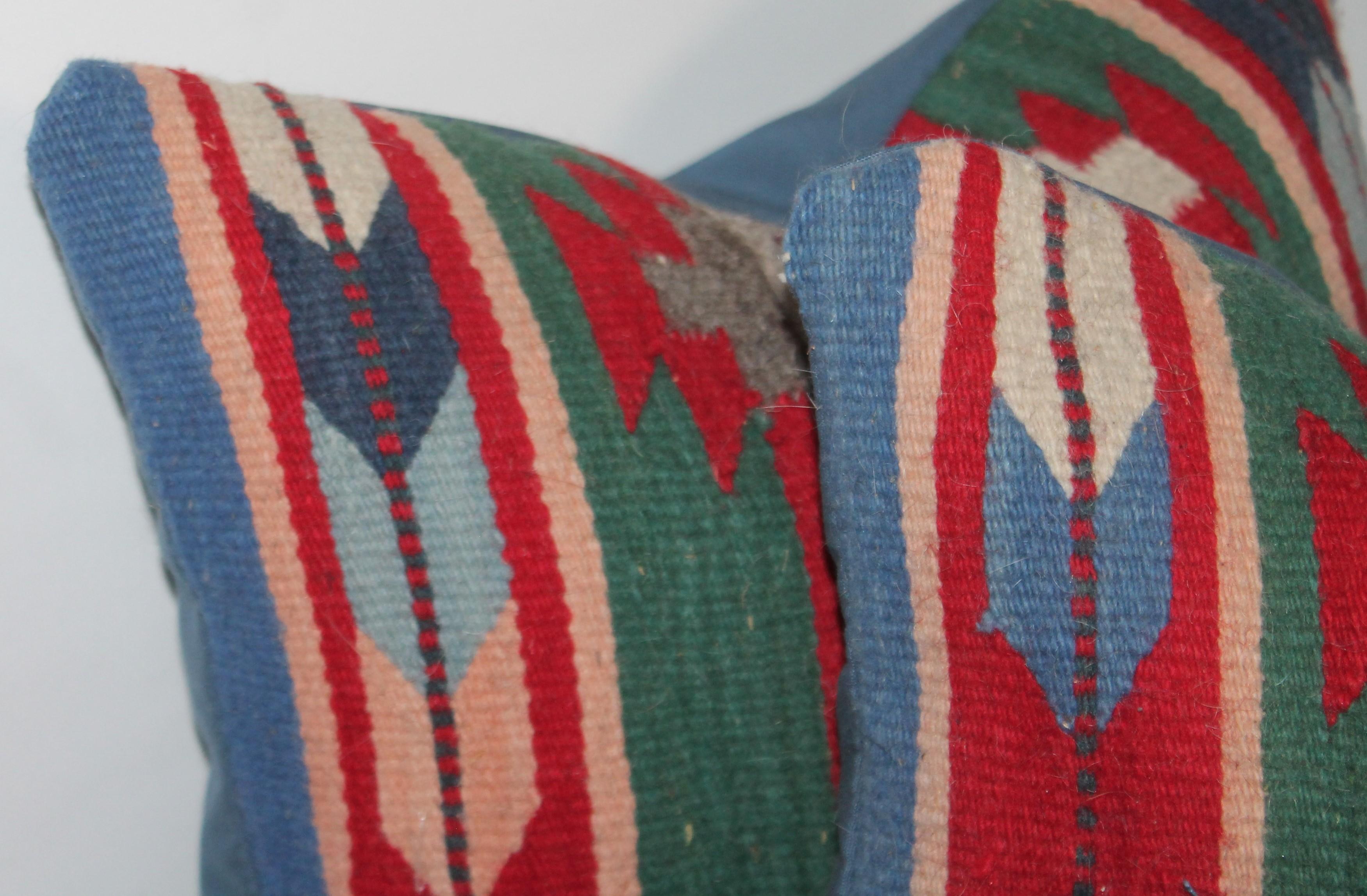 Adirondack Collection of Mexican or American Indian Weaving Pillows, Two Pairs