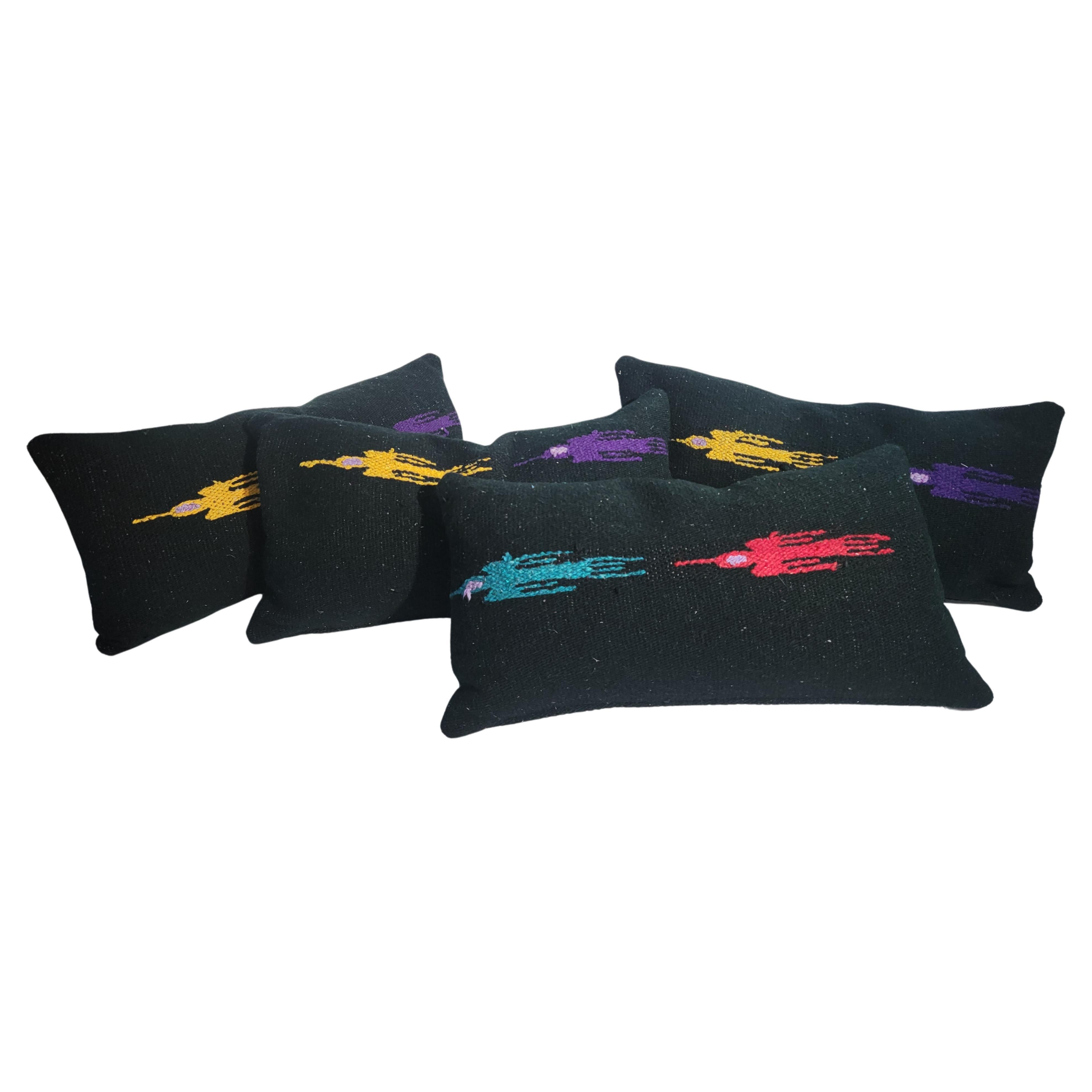 Collection of Mexican Indian Weaving Bird Pillows, Set of Four For Sale