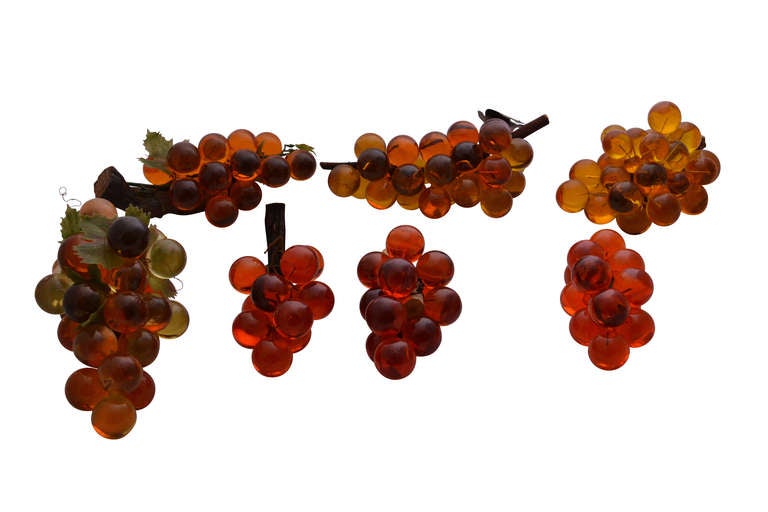 Mid-20th Century Collection of 10 Mid-Century Modern Lucite Grapes Centerpieces