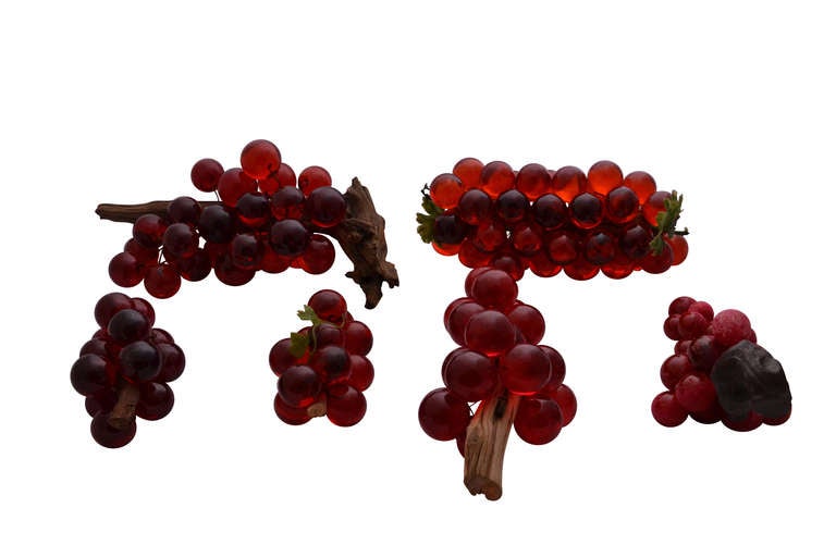 Wood Collection of 10 Mid-Century Modern Lucite Grapes Centerpieces