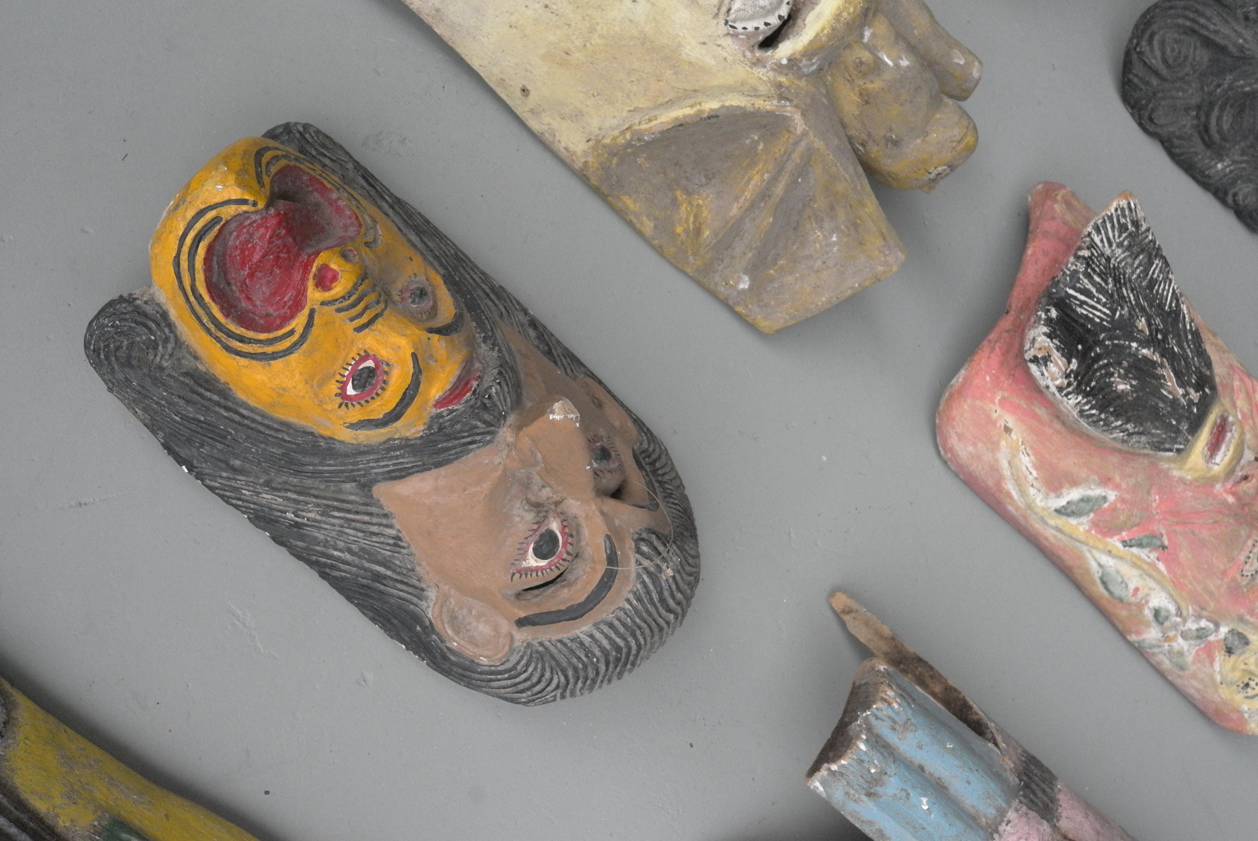 Collection of Midcentury South American Multicolored Wooden Masks 7