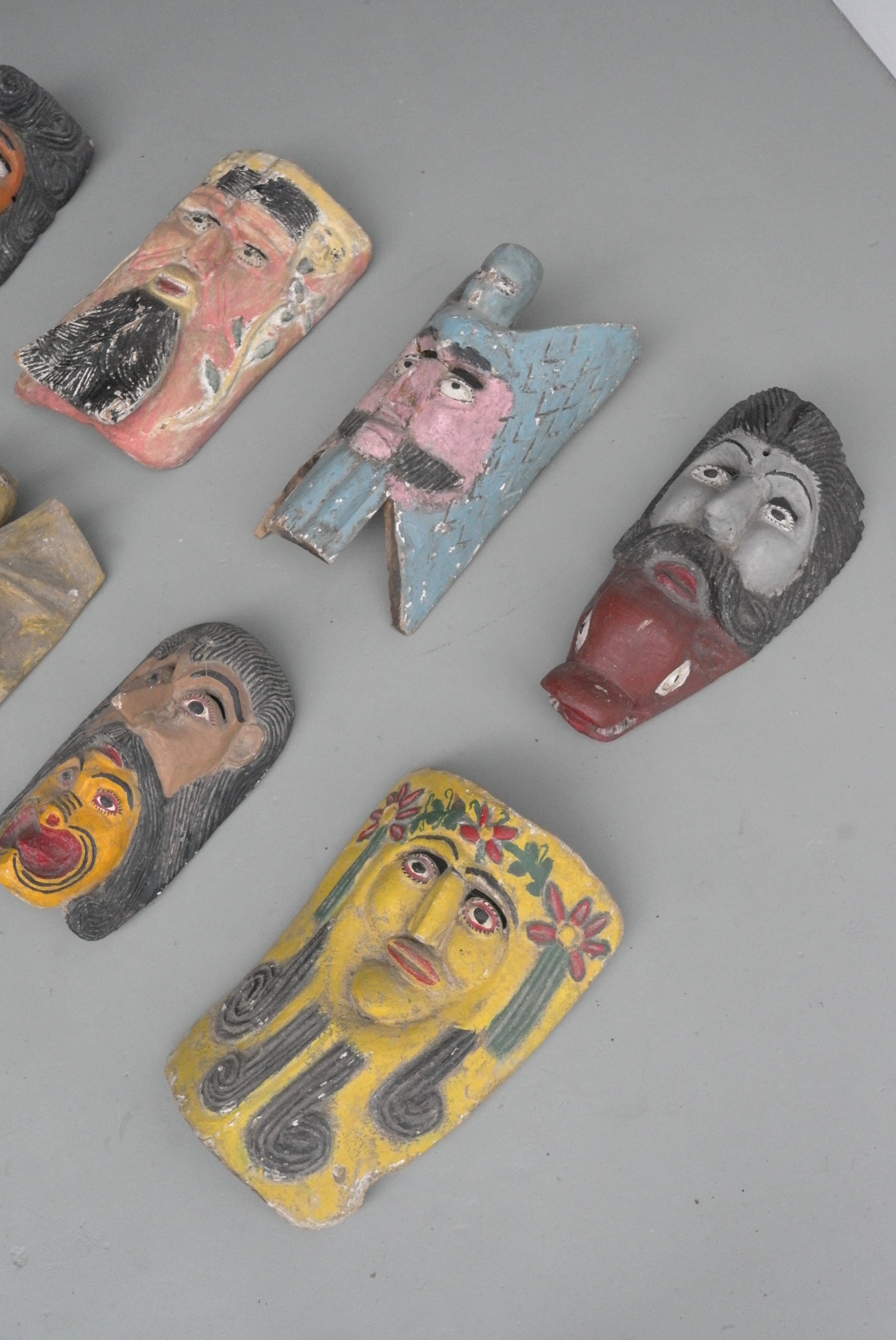 Collection of Midcentury South American Multicolored Wooden Masks 8