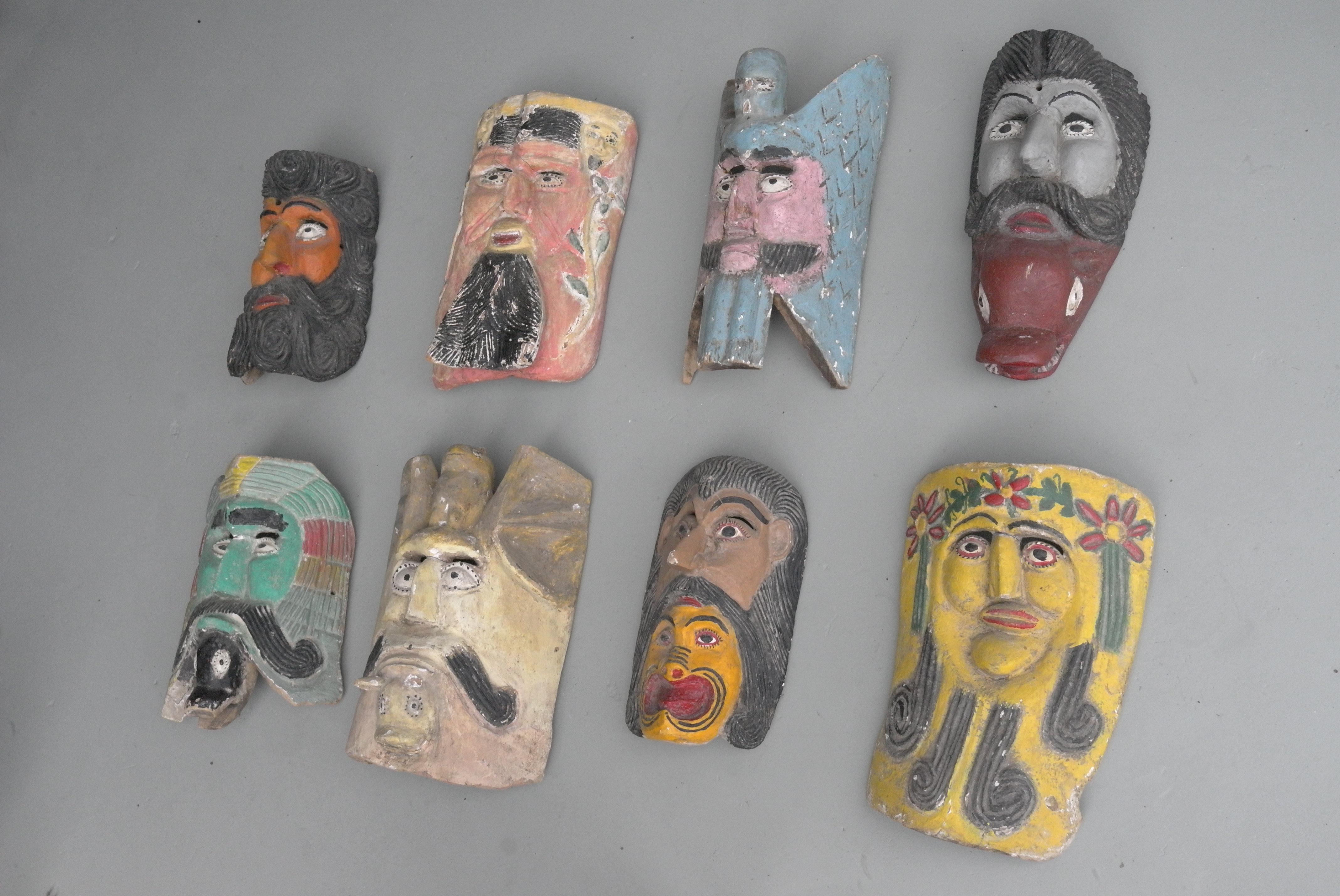 Collection of Midcentury South American Multicolored Wooden Masks 9