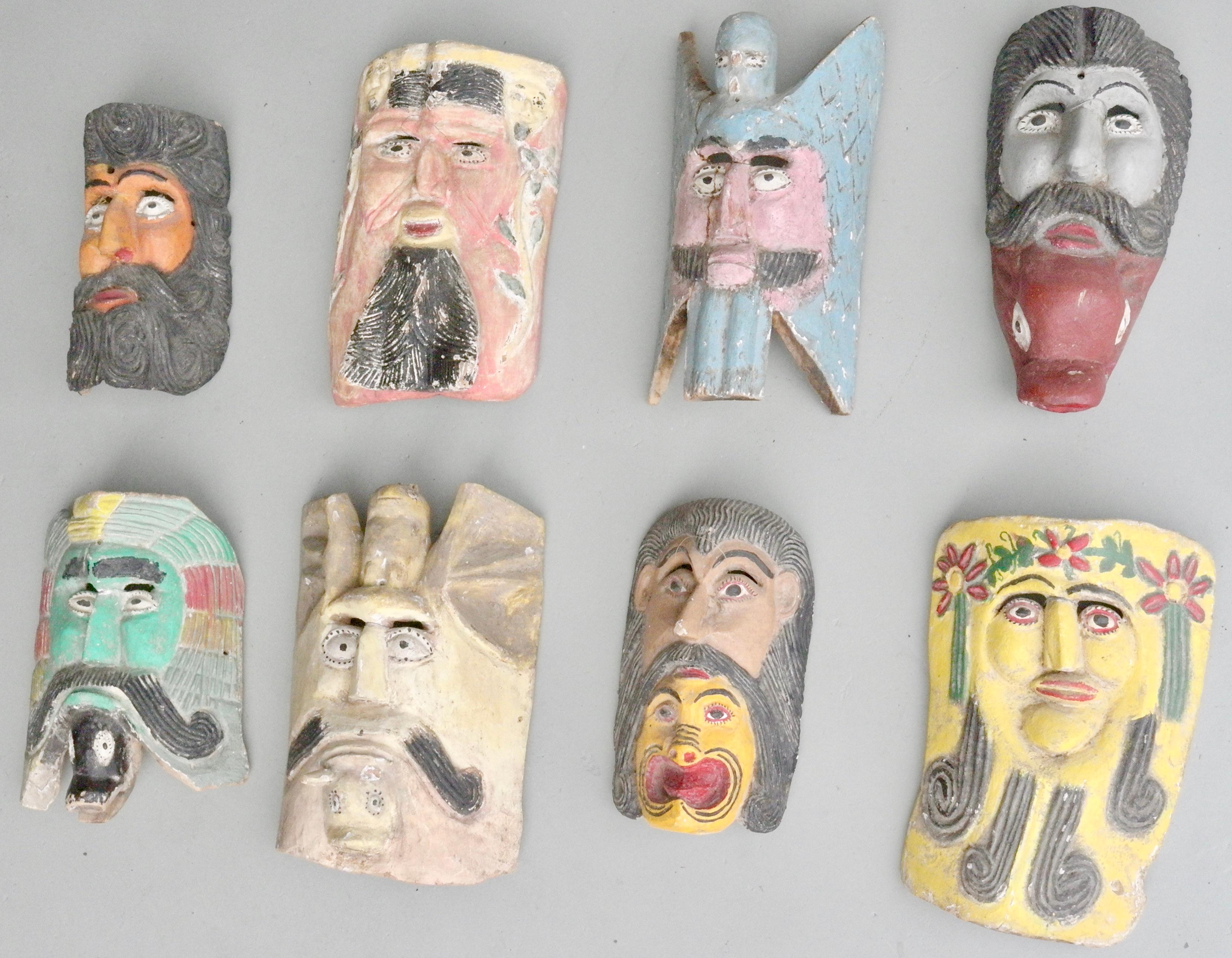 Collection of Midcentury South American Multicolored Wooden Masks 3